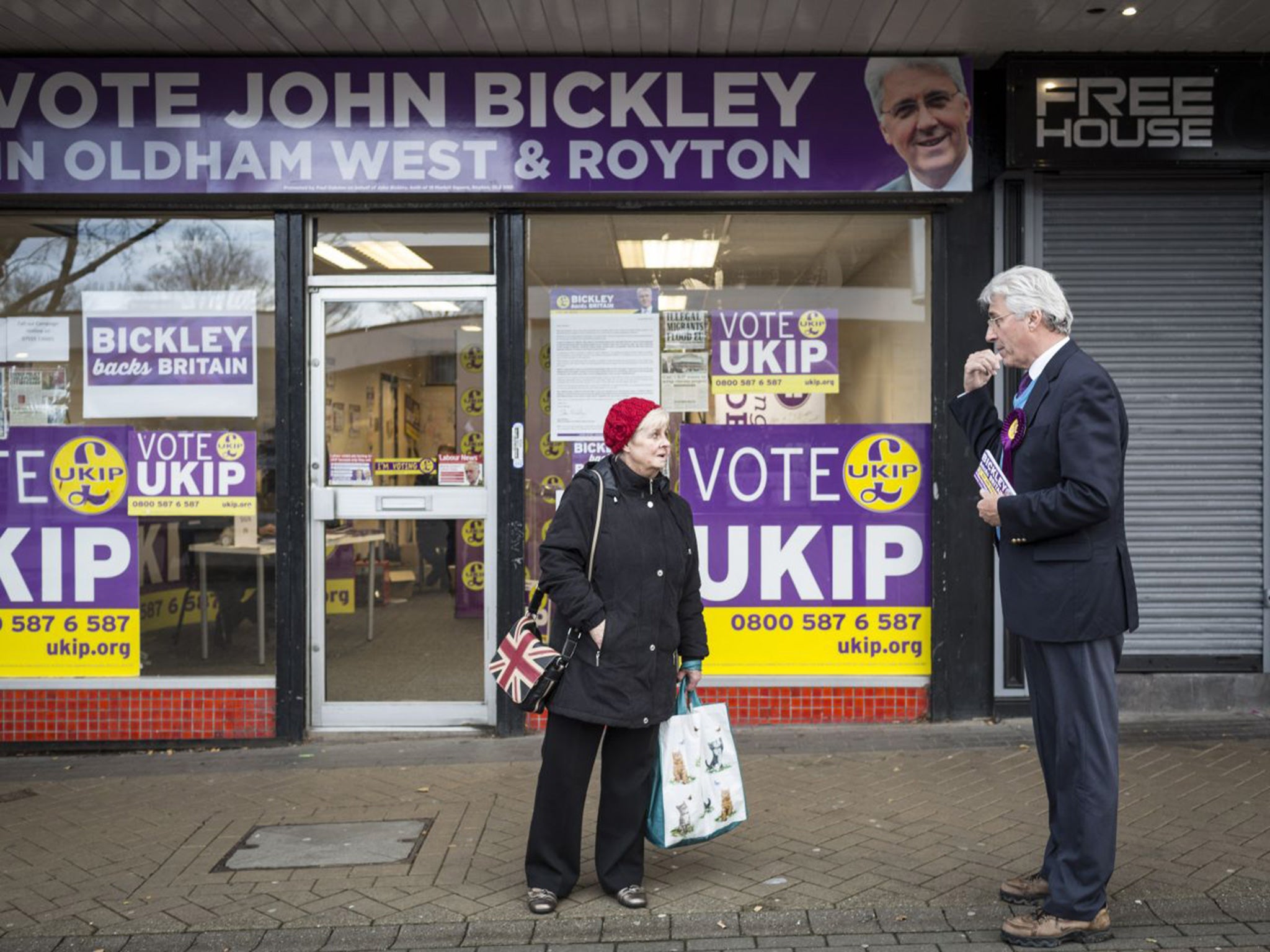 John Bickley canvasses in front of his campaign base