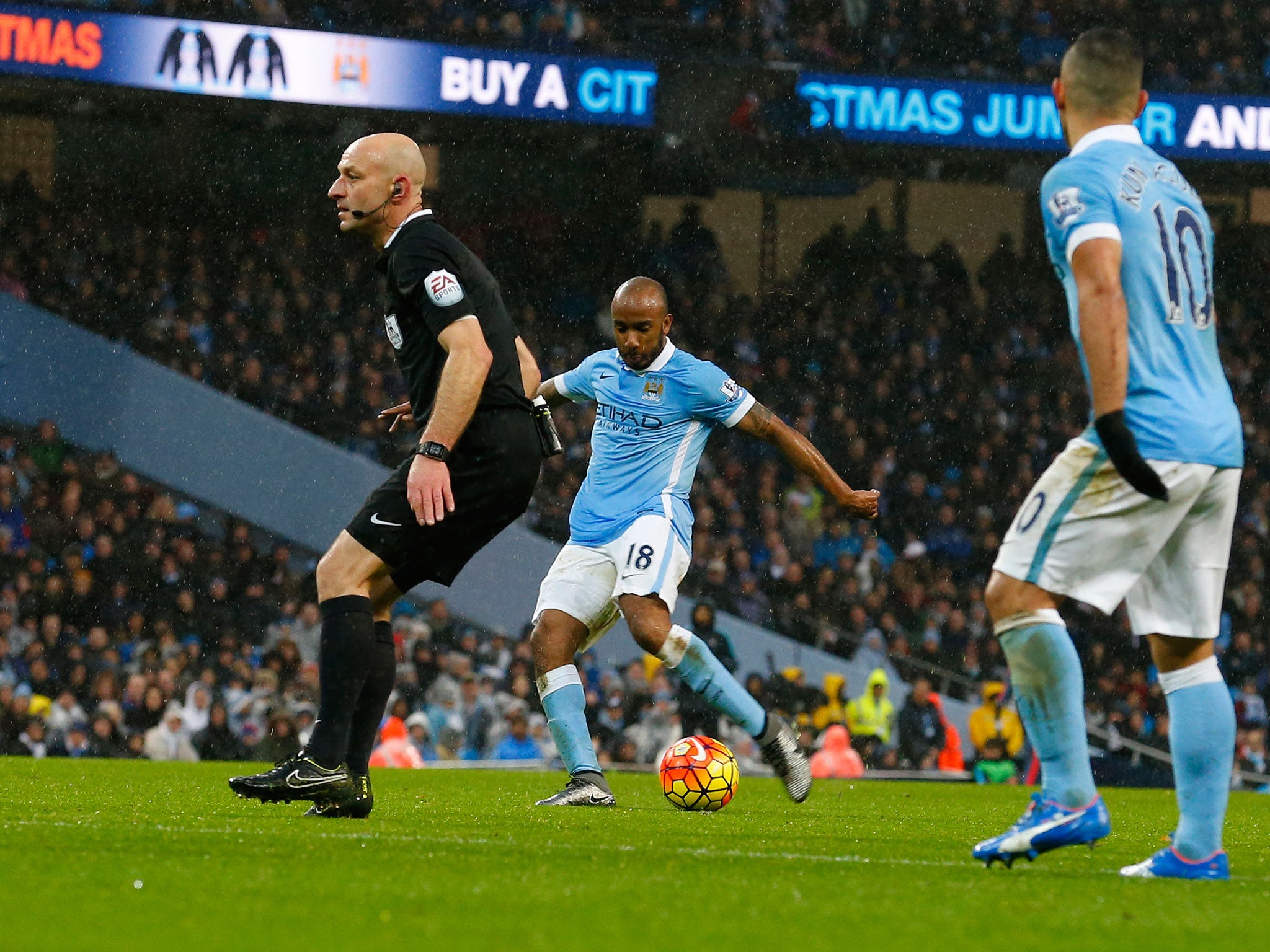 Fabian Delph scores the second for Manchester City