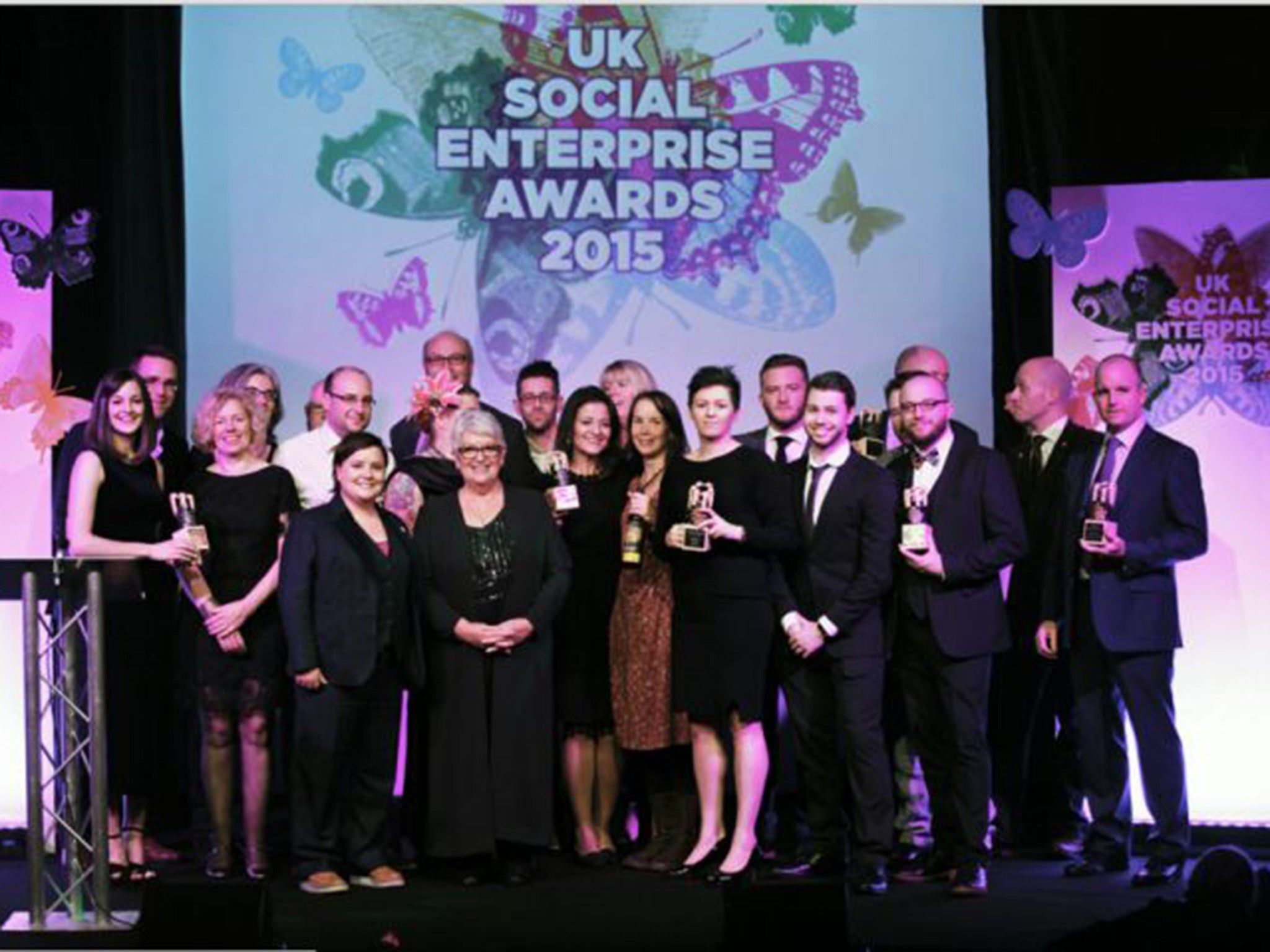 Award-winners celebrate at the ceremony in London last week