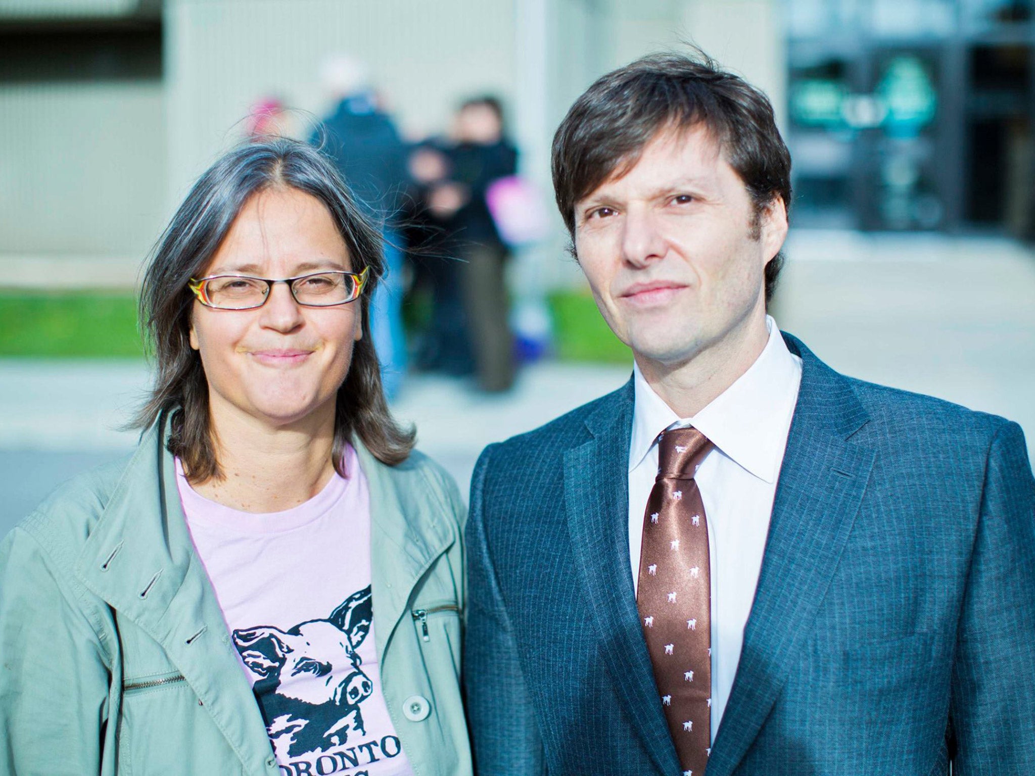 Animal rights activist Anita Kranjc and her lawyer Gary Grill