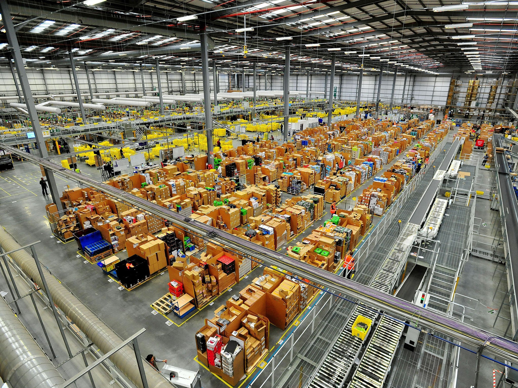 The warehouse at the Amazon fulfillment centre in Hemel Hempstead