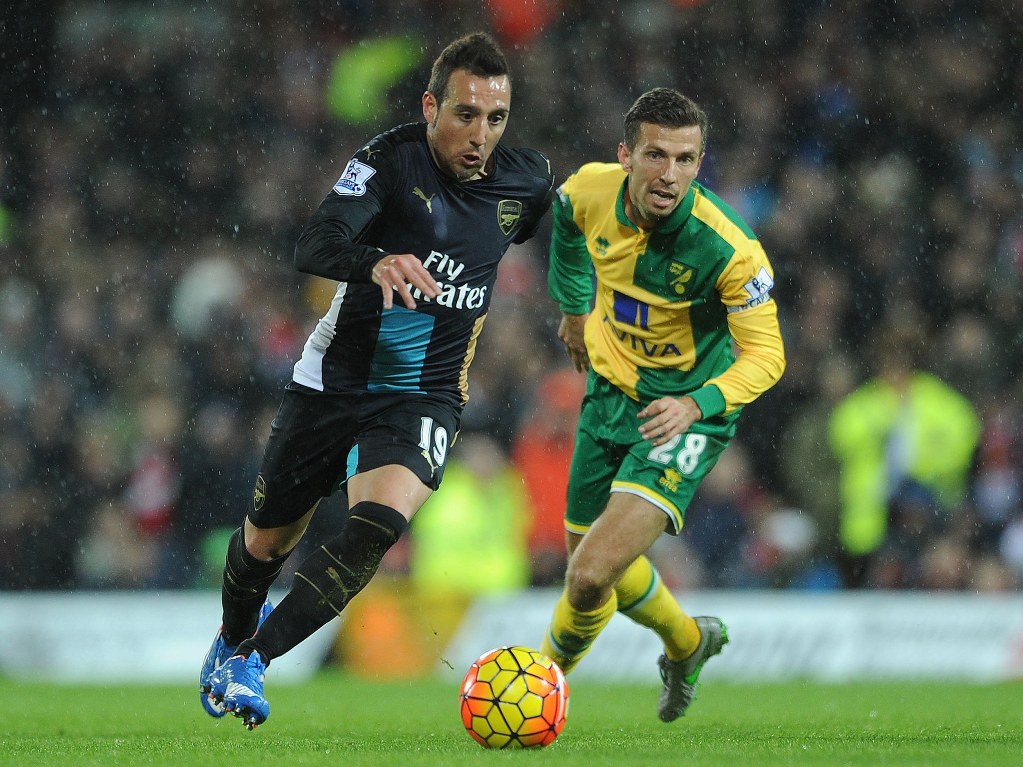 Santi Cazorla playing for Arsenal against Norwich last Sunday