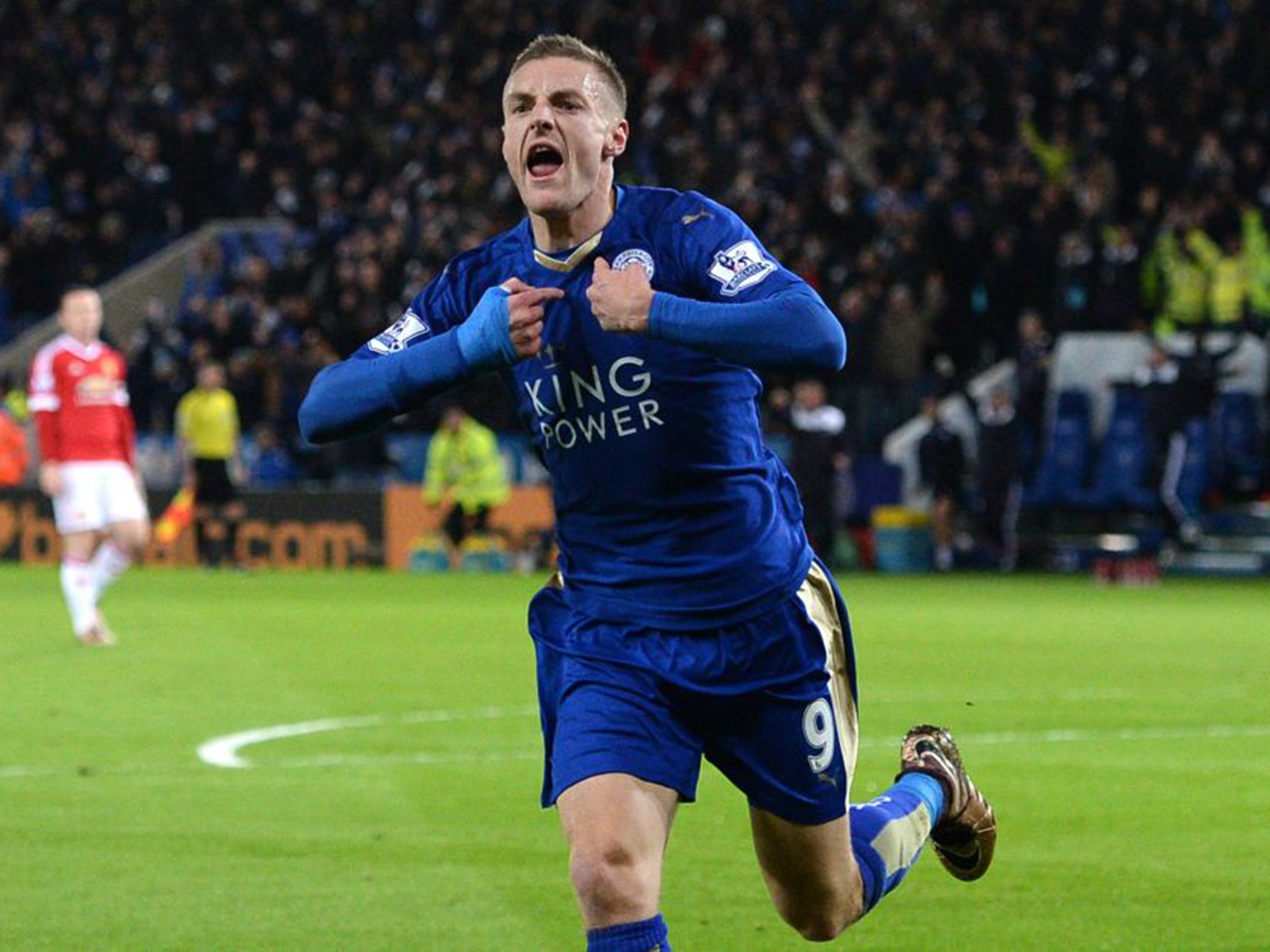 Leicester’s Jamie Vardy has scored in eleven straight games (AFP)