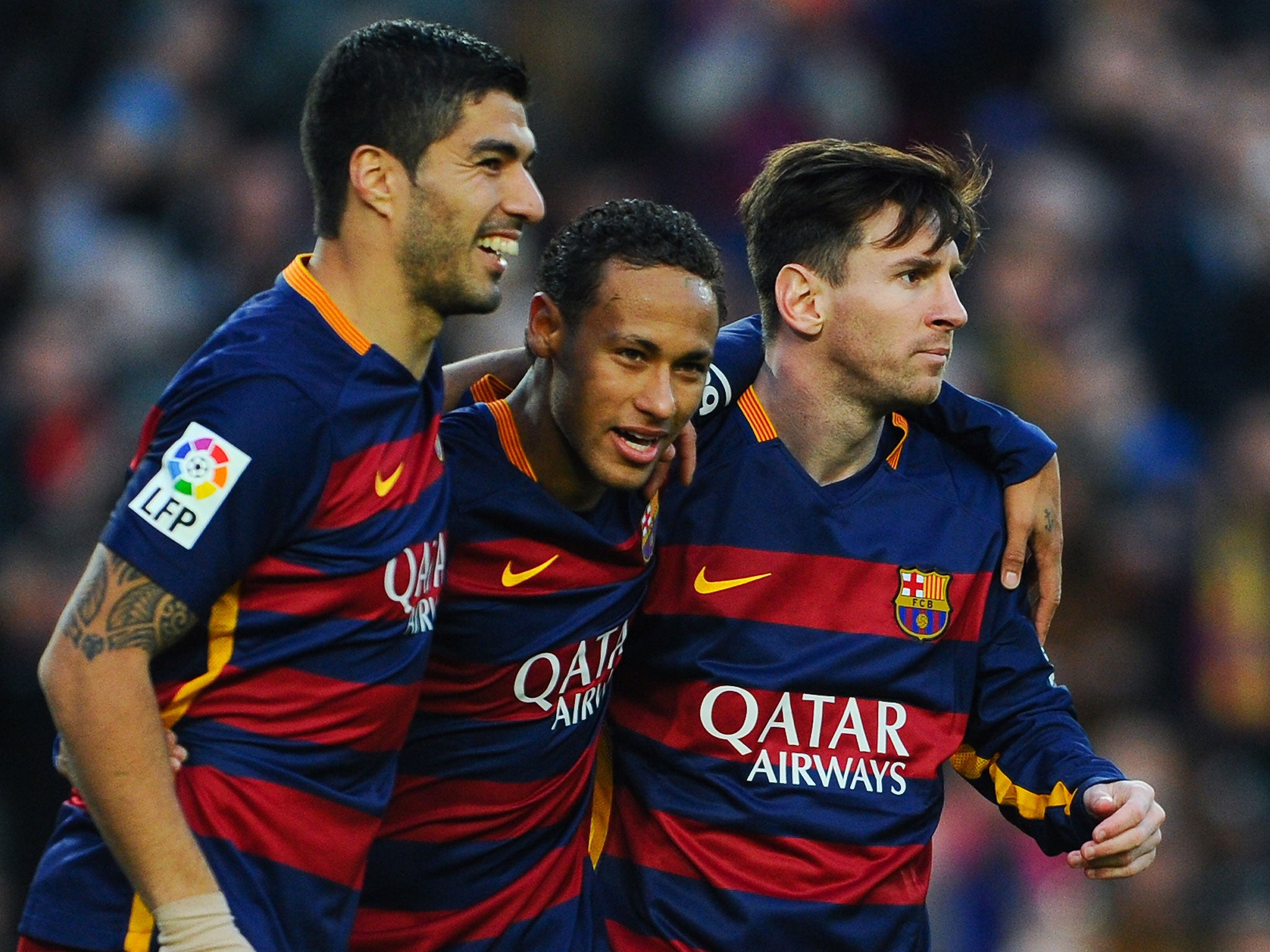 Messi (right) and Neymar (centre) wanted Suarez (left) named on the Ballon d'Or shortlist