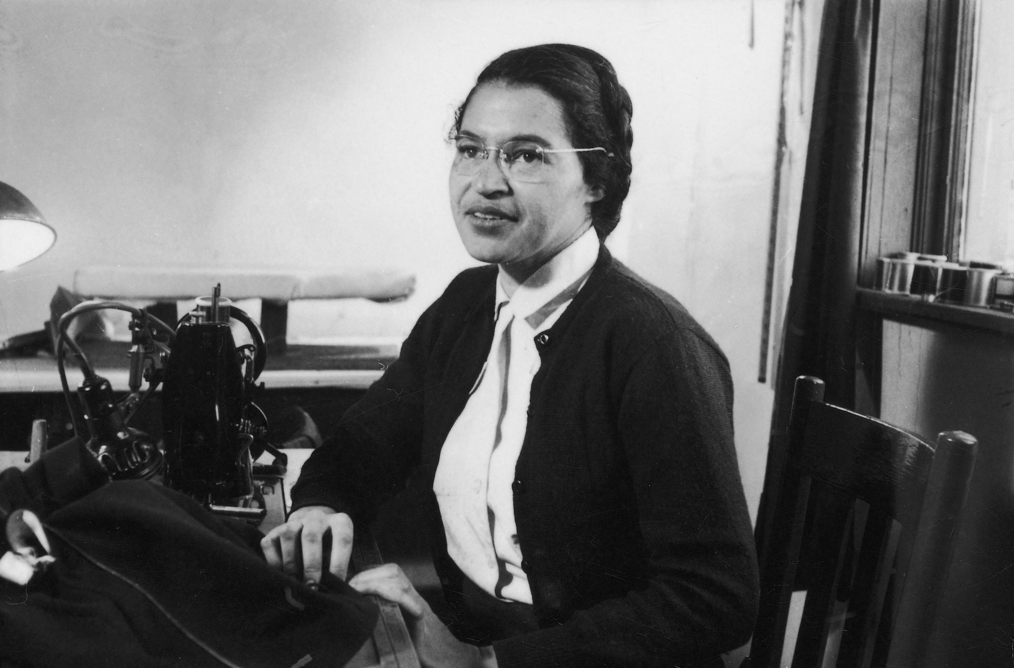 Rosa Parks works as a seamstress, shortly after the beginning of the Montgomery bus boycott in Montgomery, Alabama.