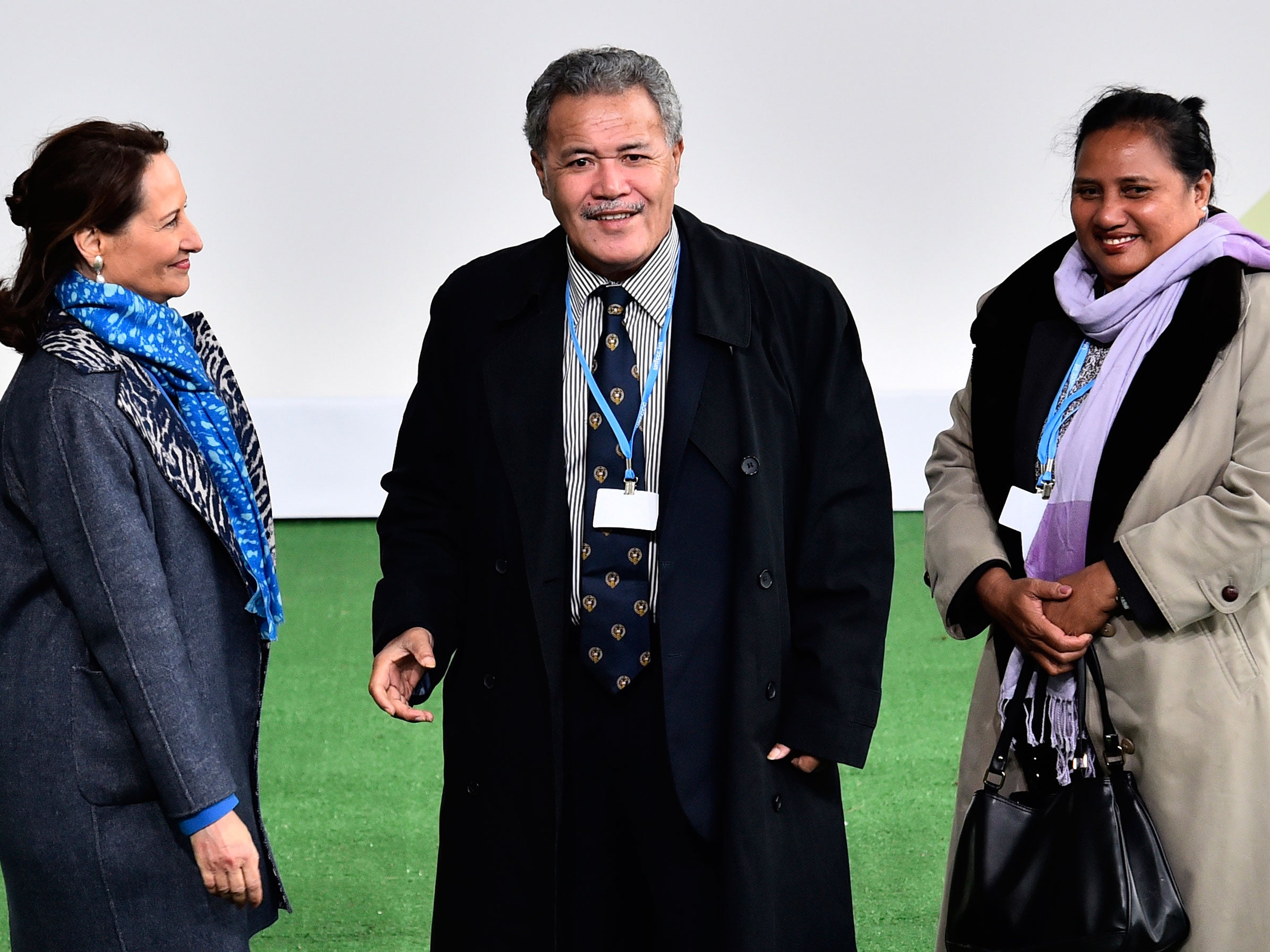 Tuvalu Prime Minister Enele Sosene Sopoaga arrives for the opening of the UN conference on climate change Getty