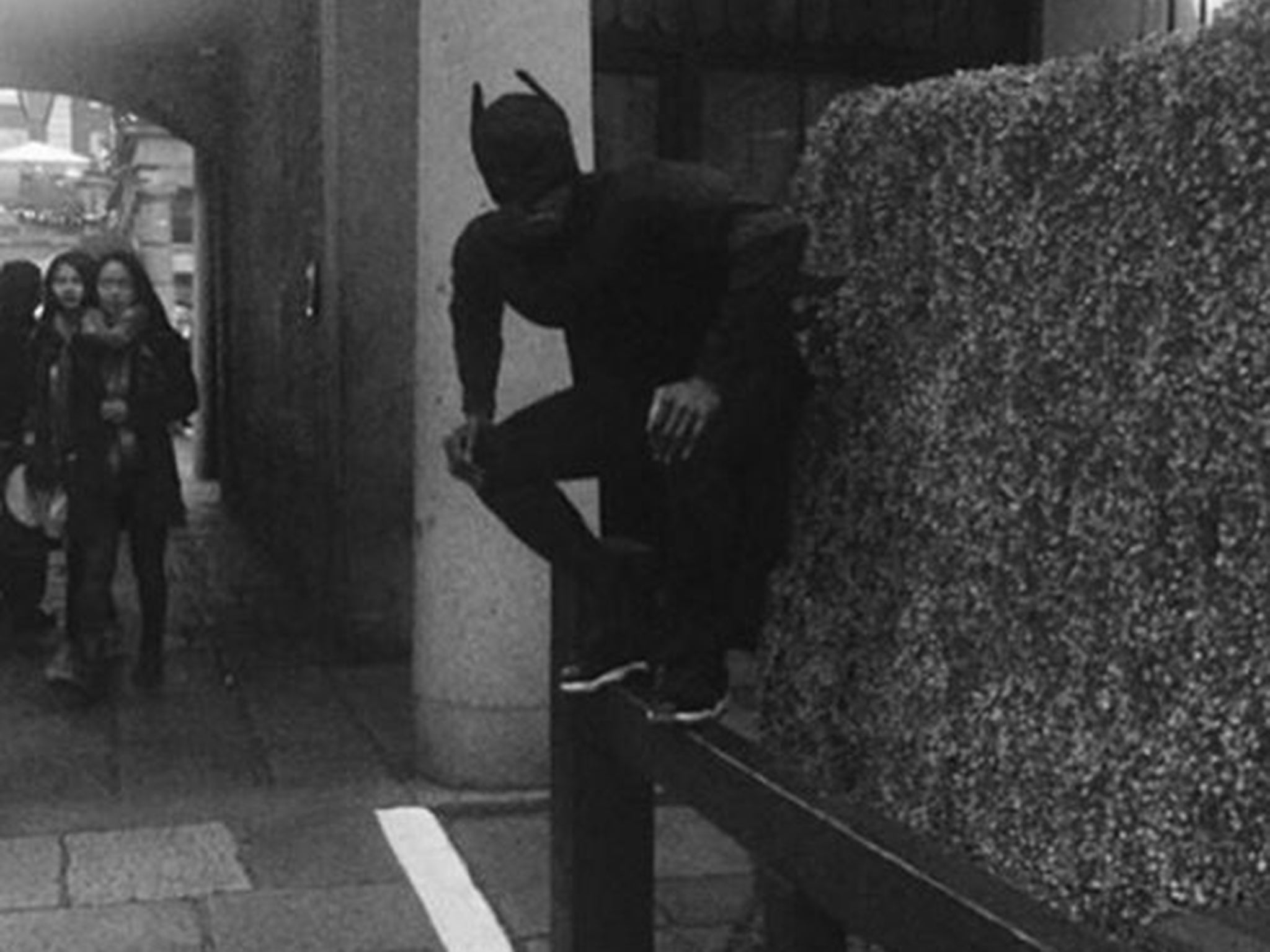 &#13;
Wilfried Zaha in a Batman pose&#13;