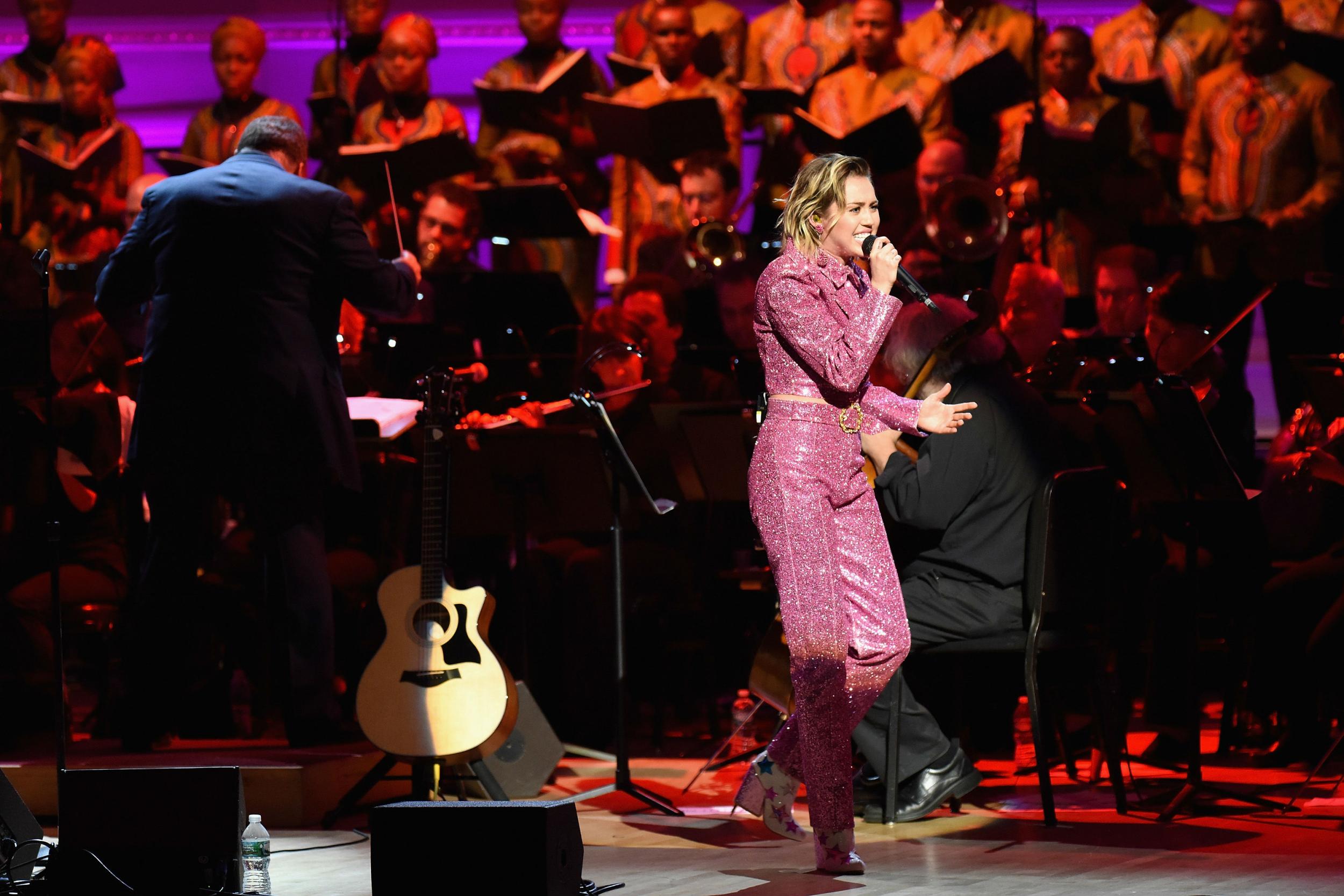 Miley Cyrus was among those performing at the One celebration