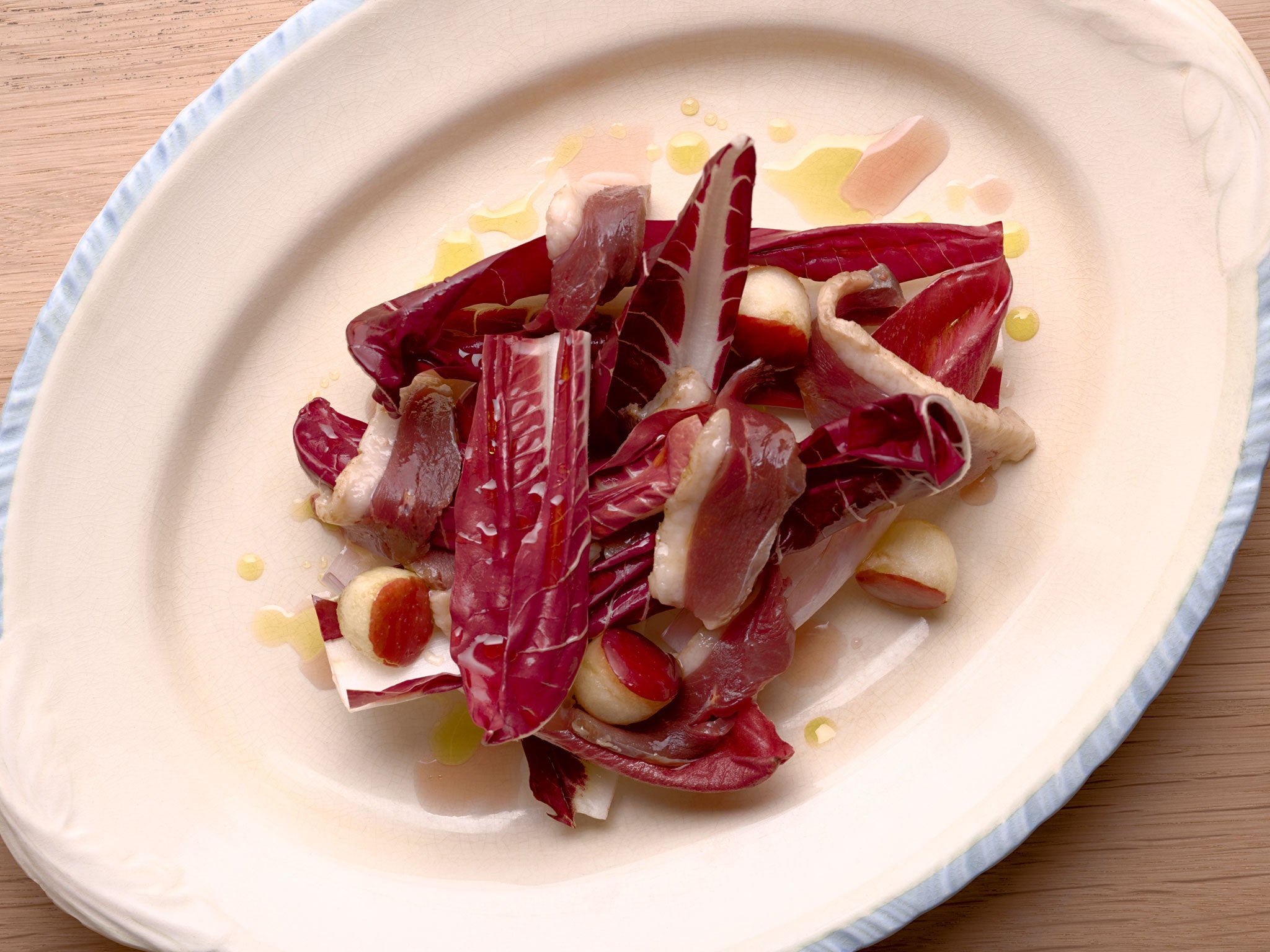 Smoked duck, endive and apple salad