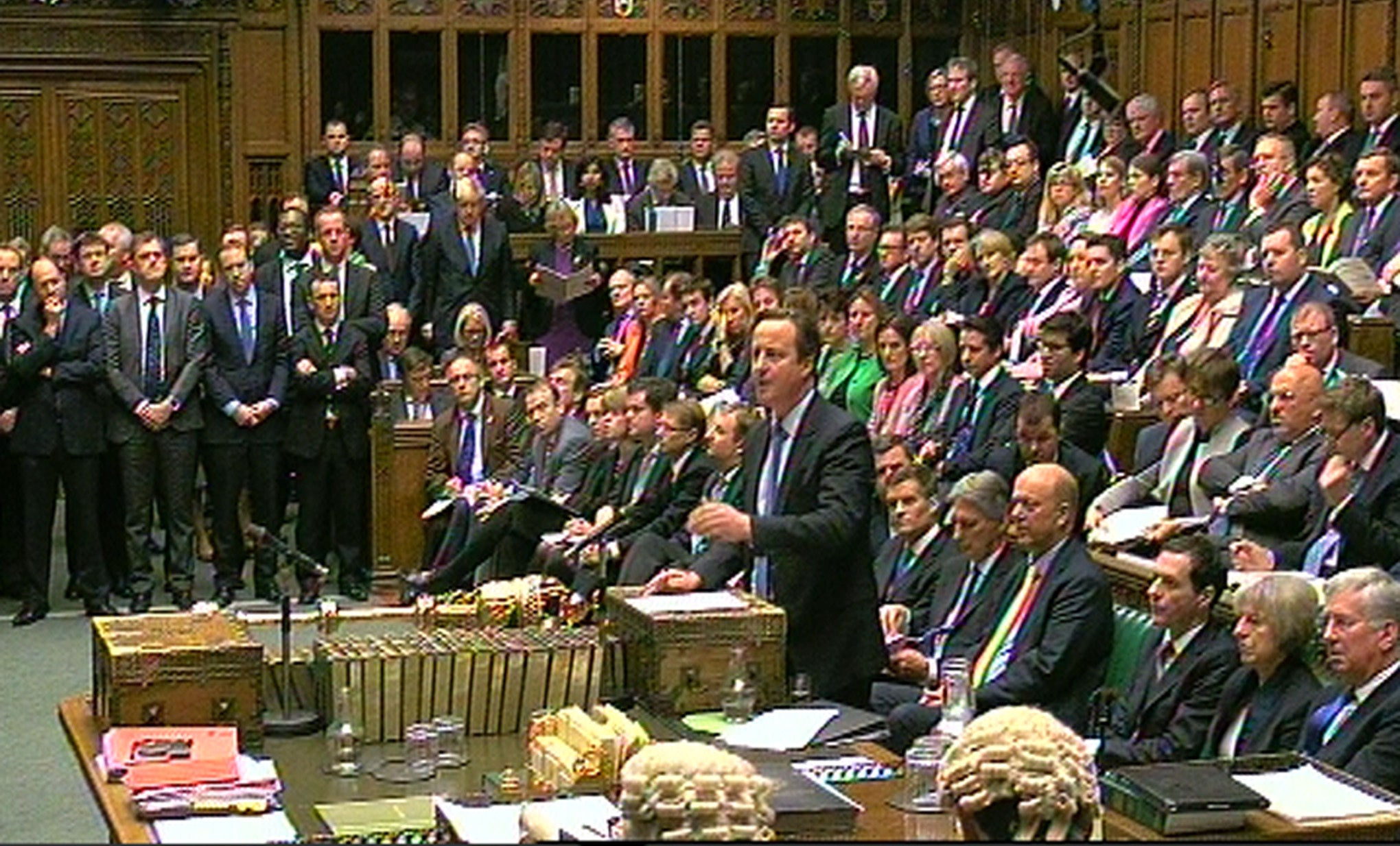 David Cameron addresses the House of Commons during the debate over Syrian airstrikes.