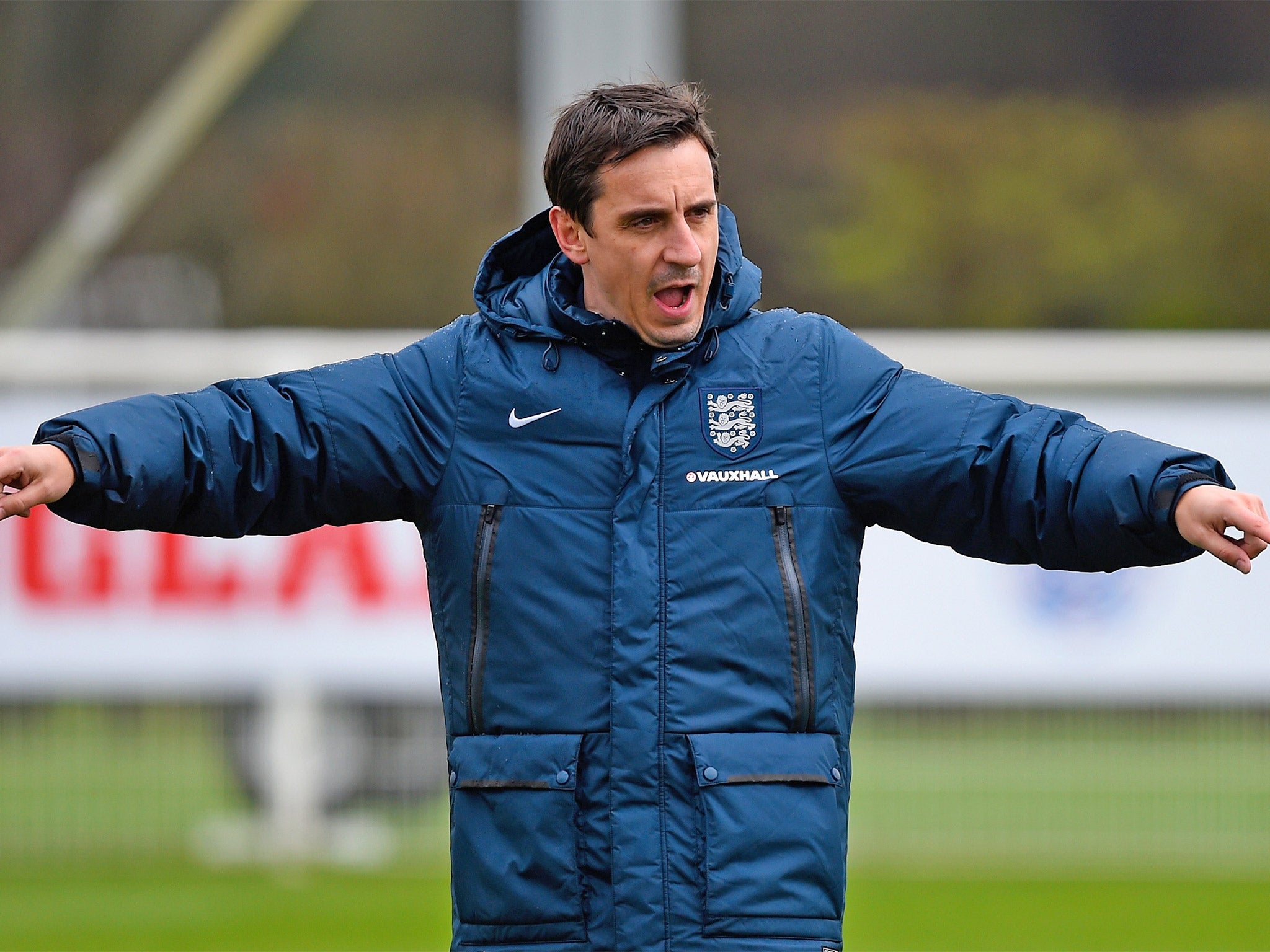 Gary Neville during an England coaching session