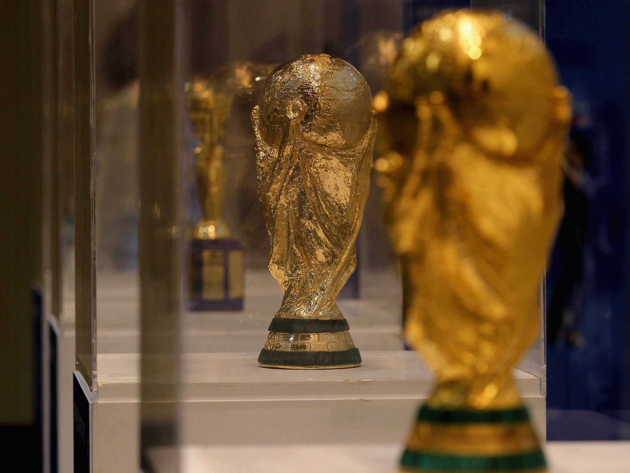 A view of the World Cup trophy