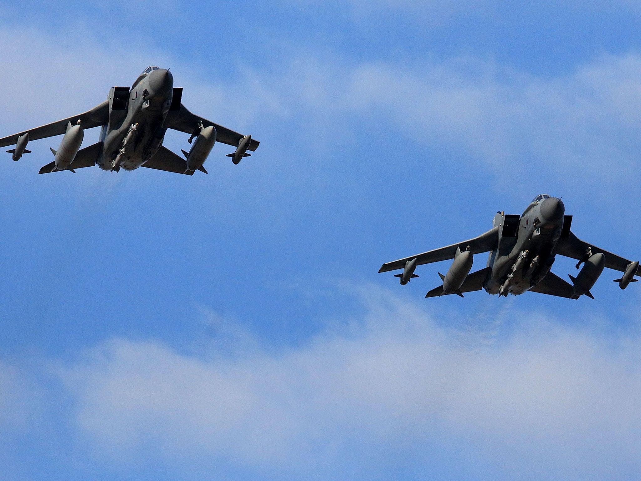 RAF Tornados return to RAF Akrotiri after a sortie on December 3, 2015 in Akrotiri, Cyprus