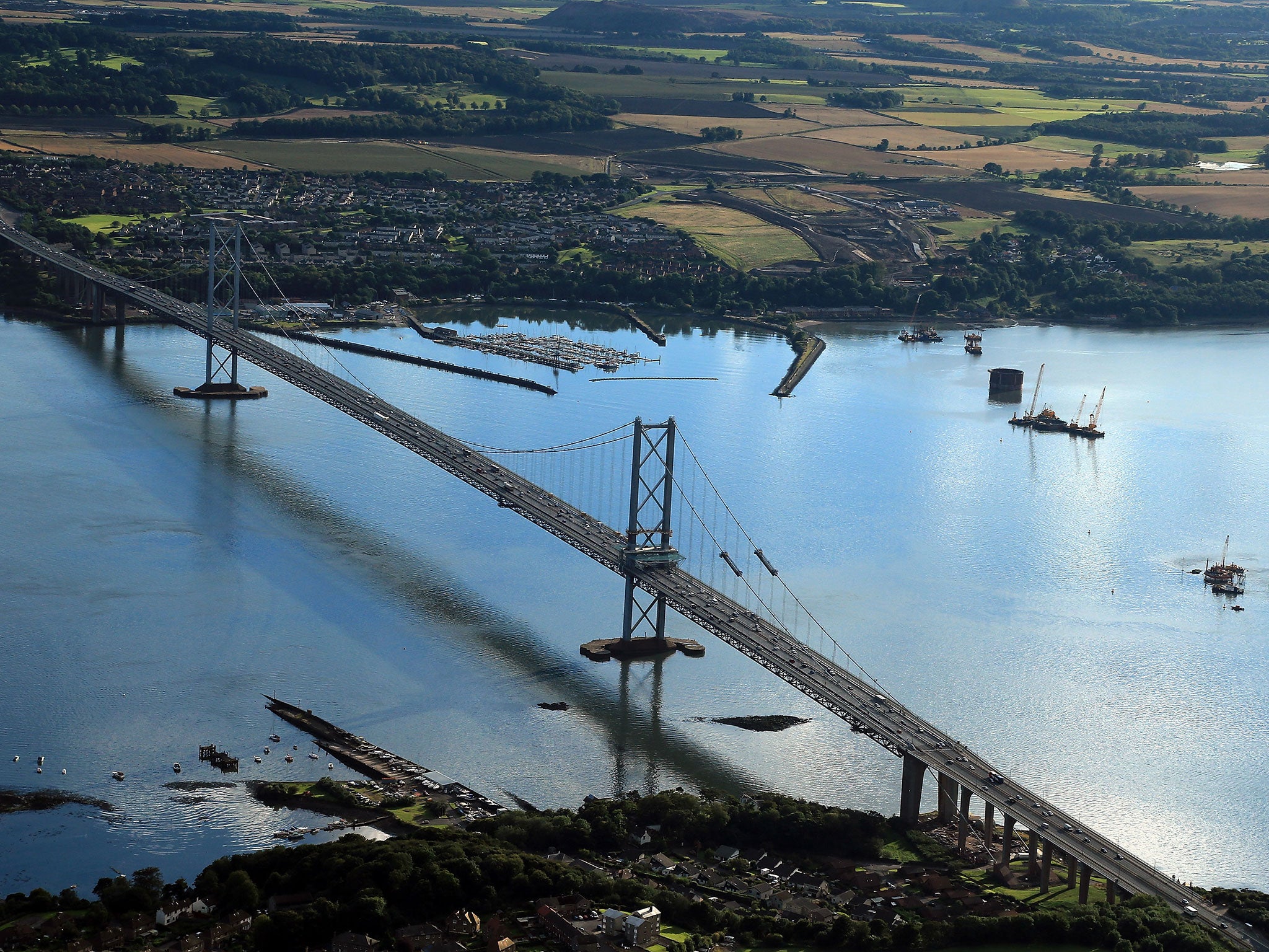 Aerial views of the Forth Road Bridge