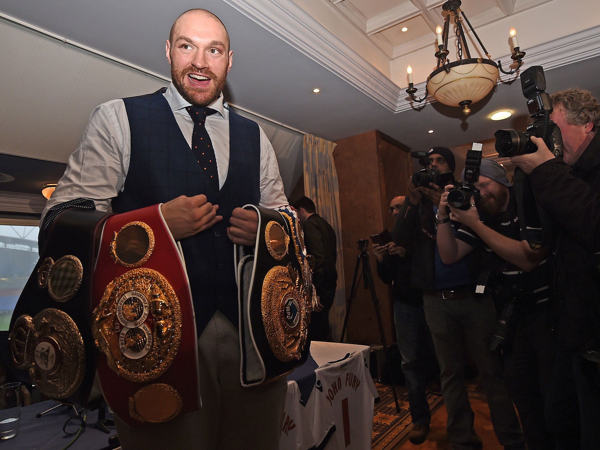 Tyson Fury won the IBF, WBA and WBO title by beating Wladimir Klitschko