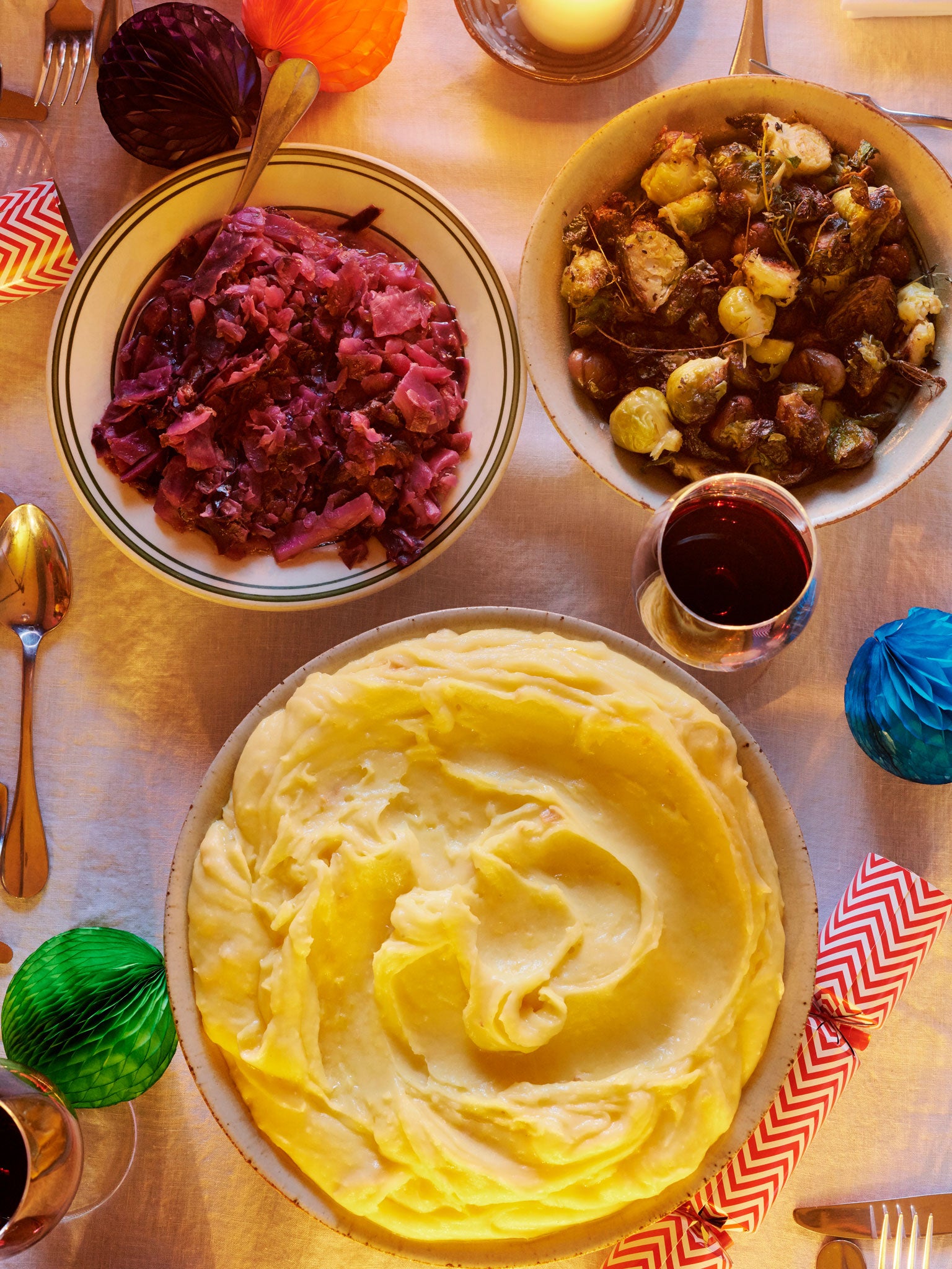 Red cabbage, Brussels sprouts, and Taleggio mashed potato