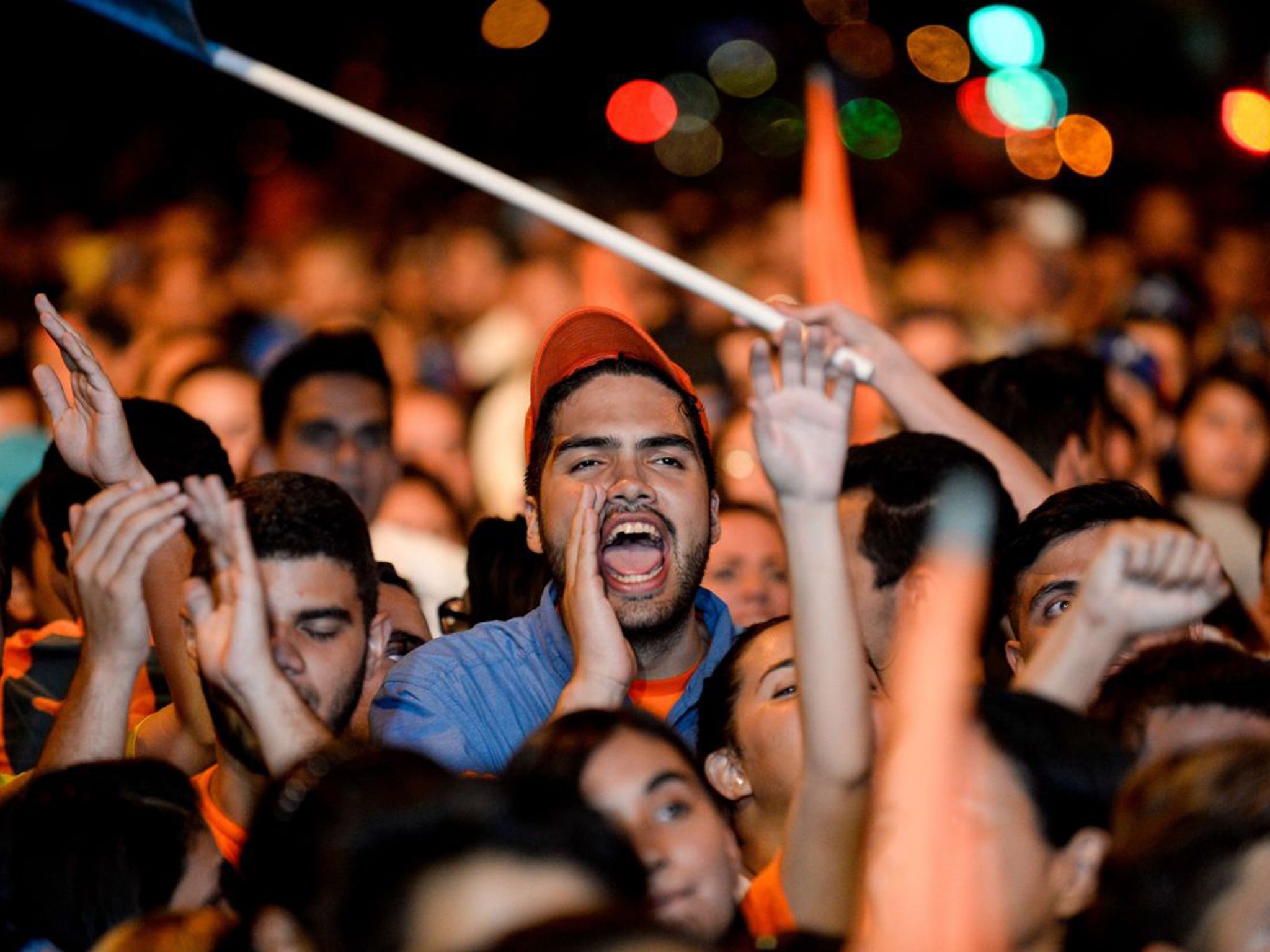 Supporters of the opposition Movement of Democratic Unity (MUD) party