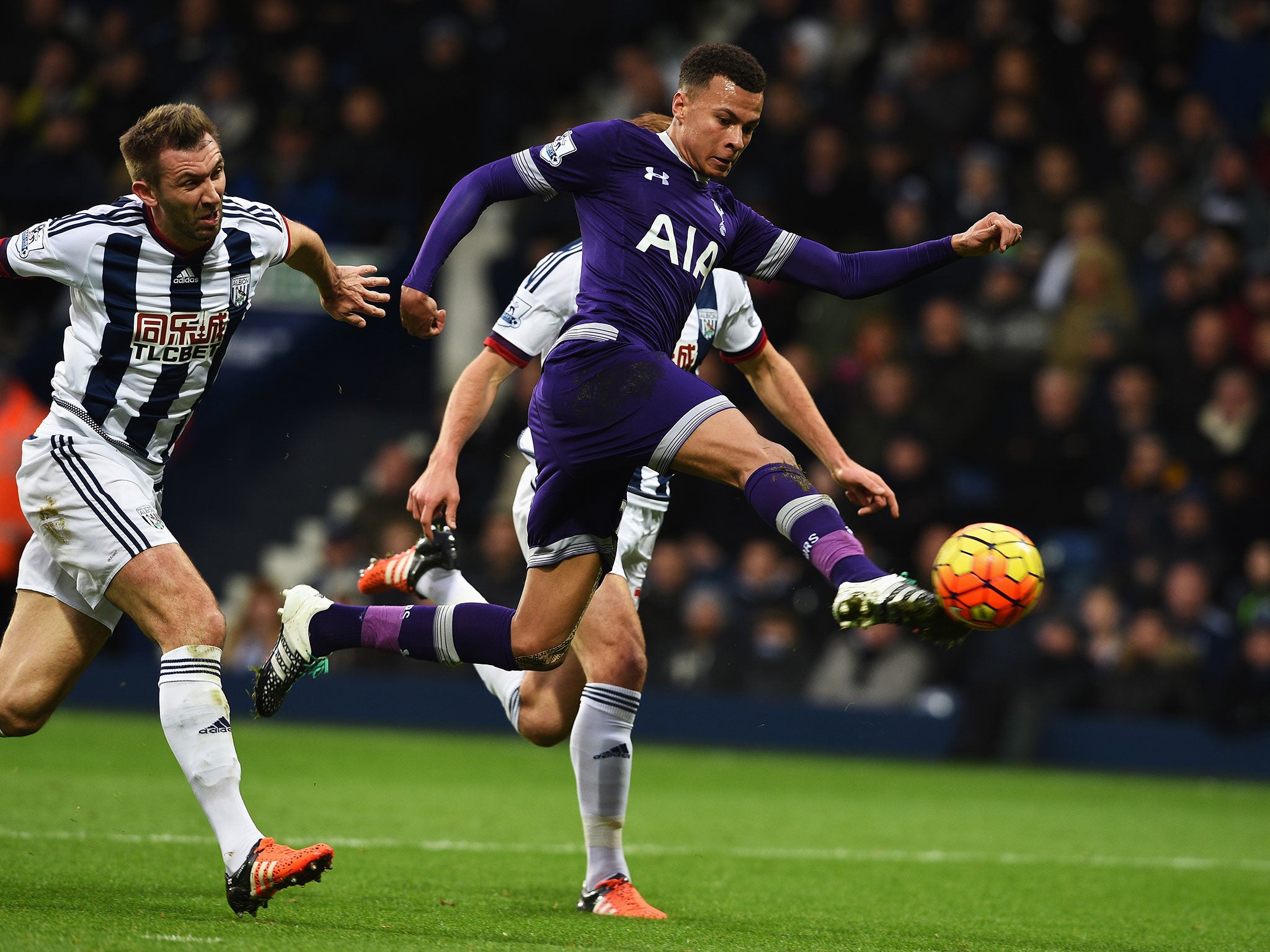 Dele Alli scores Tottenham's opener against West Brom