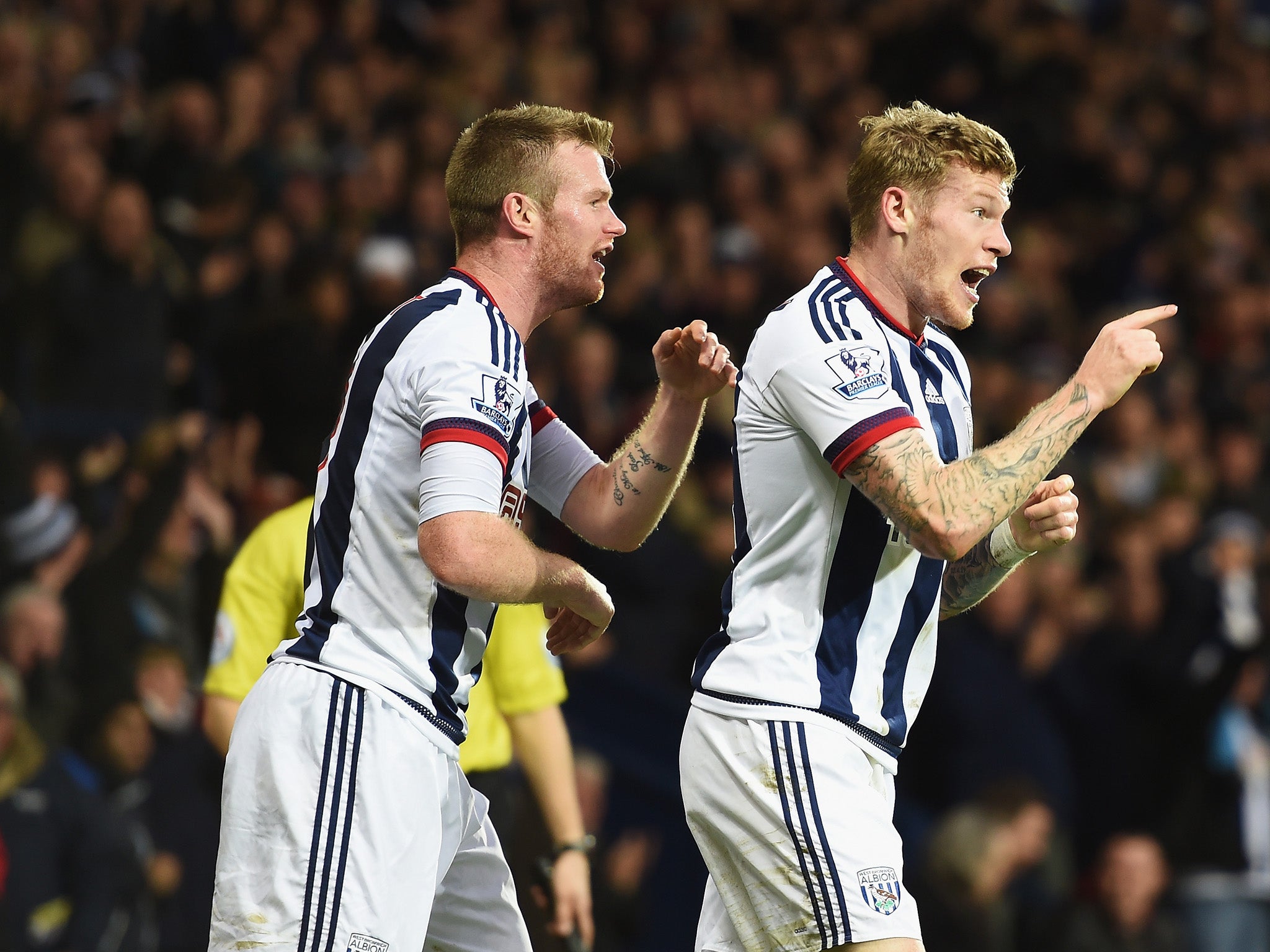 James McClean celebrates scoring against Tottenham