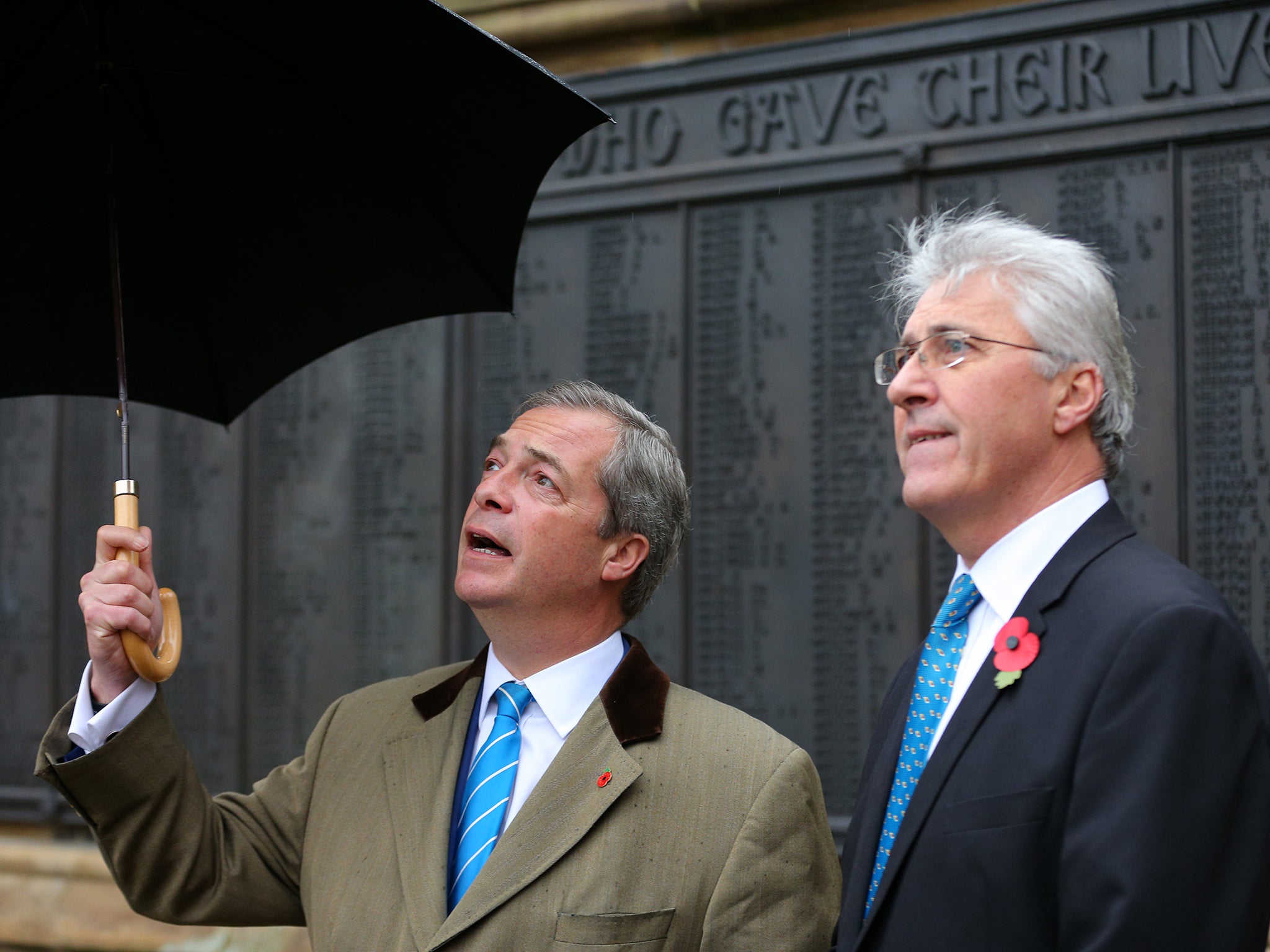 Ukip leader Nigel Farage, left, with Oldham West candidate John Bickley, who lost out to Labour's Jim McMahon in the by-election