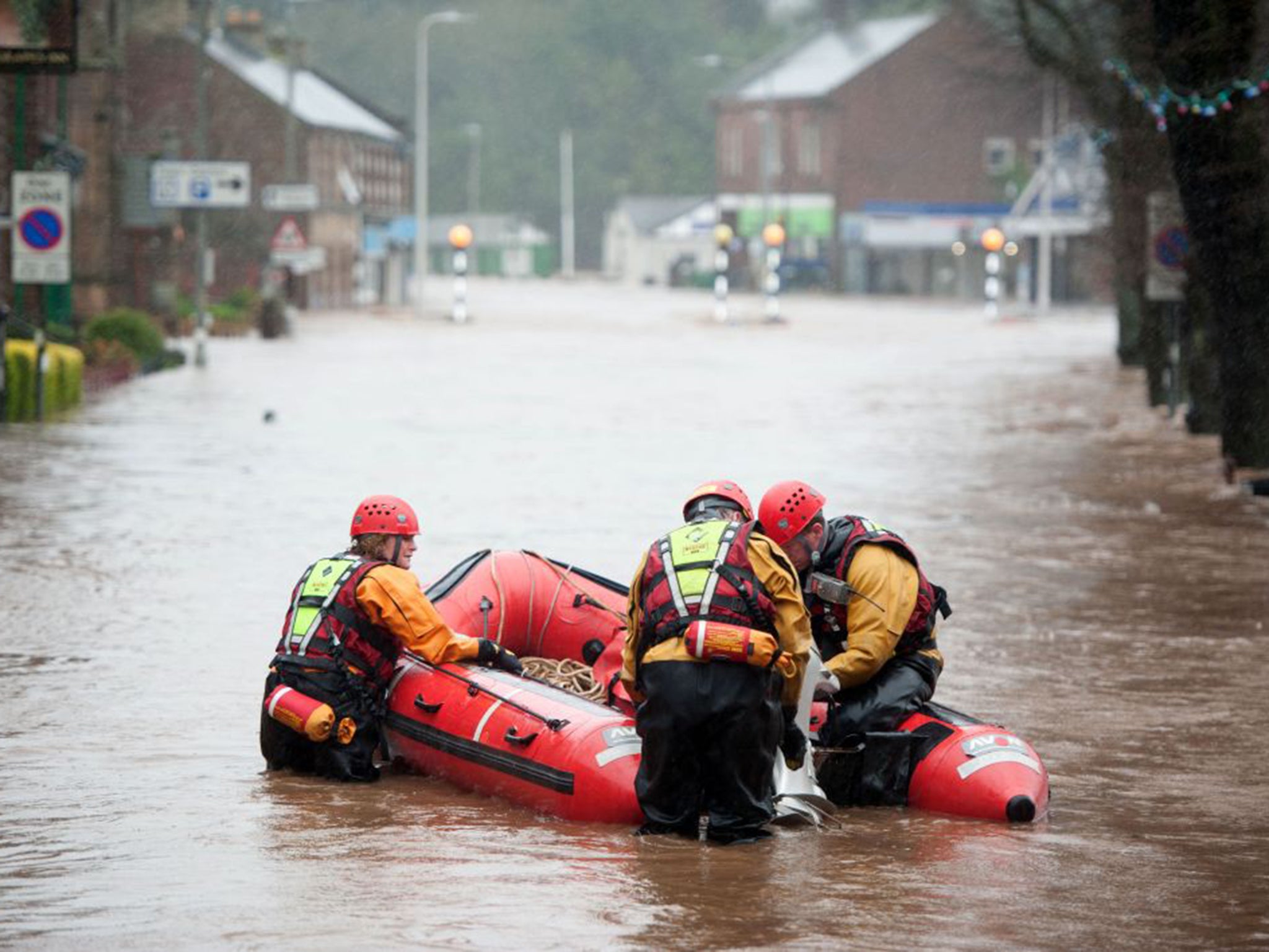 Flooding in Cumbria, which has been given a‘red warning area’ label by the Met Office