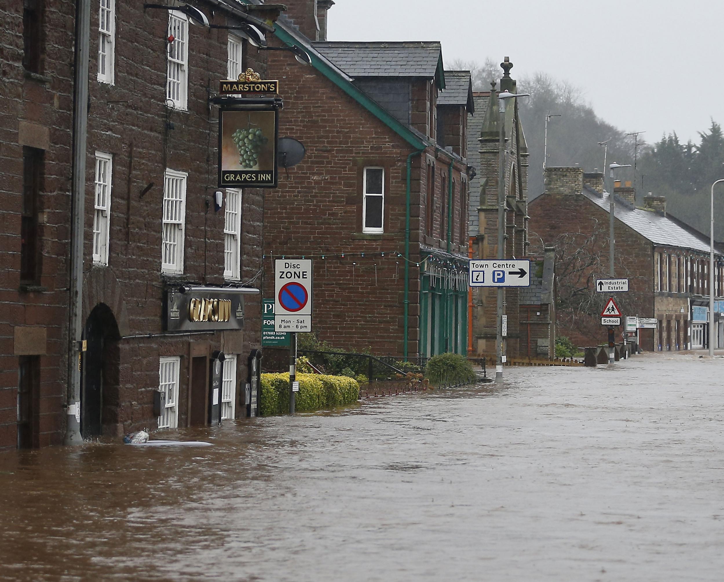 Flood waters in Appleby, Cumbria