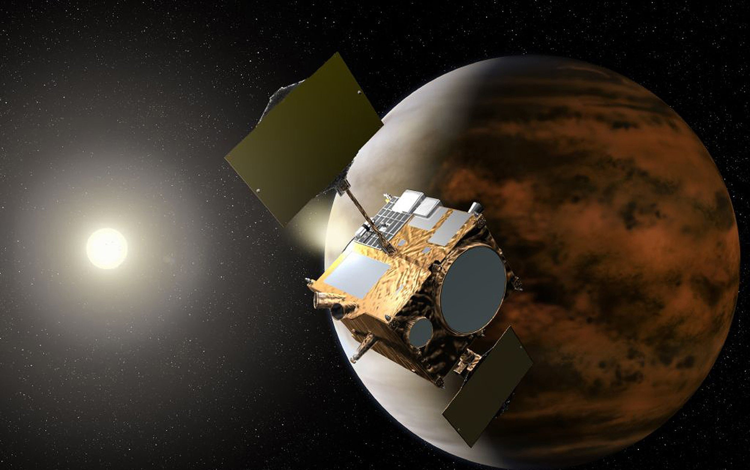 An artist's impression of the Akatsuki probe orbiting Venus