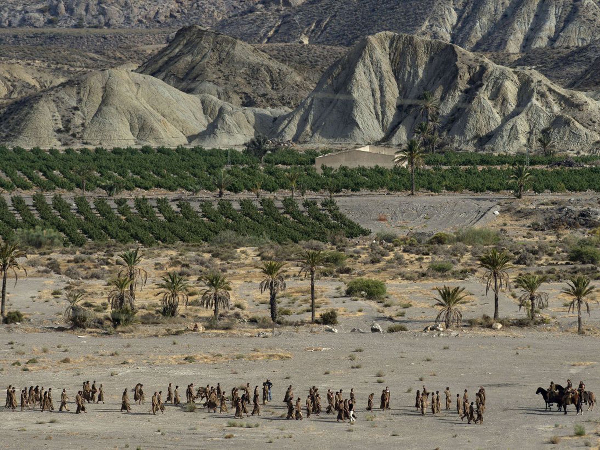 ‘Game of Thrones’ actors and extras near the village of Pechina, in Almeria province, where part of the show’s sixth season is being filmed