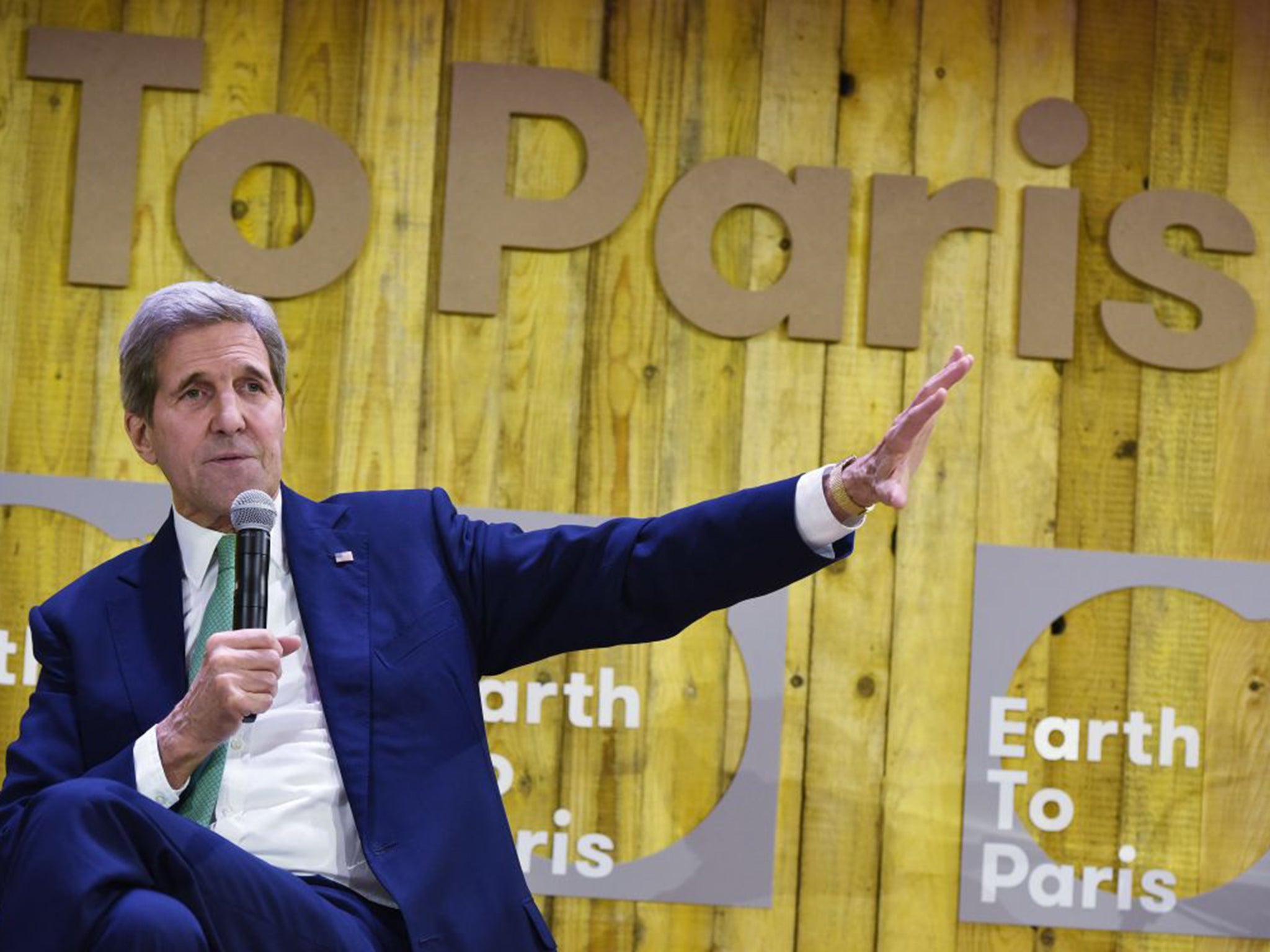 US Secretary of State John Kerry speaking at a fringe event at COP21. Some leaders have warned that it would be “morally wrong” for nations such as America and Britain to duck out of providing developing countries with compensation as the effects of climate change take root