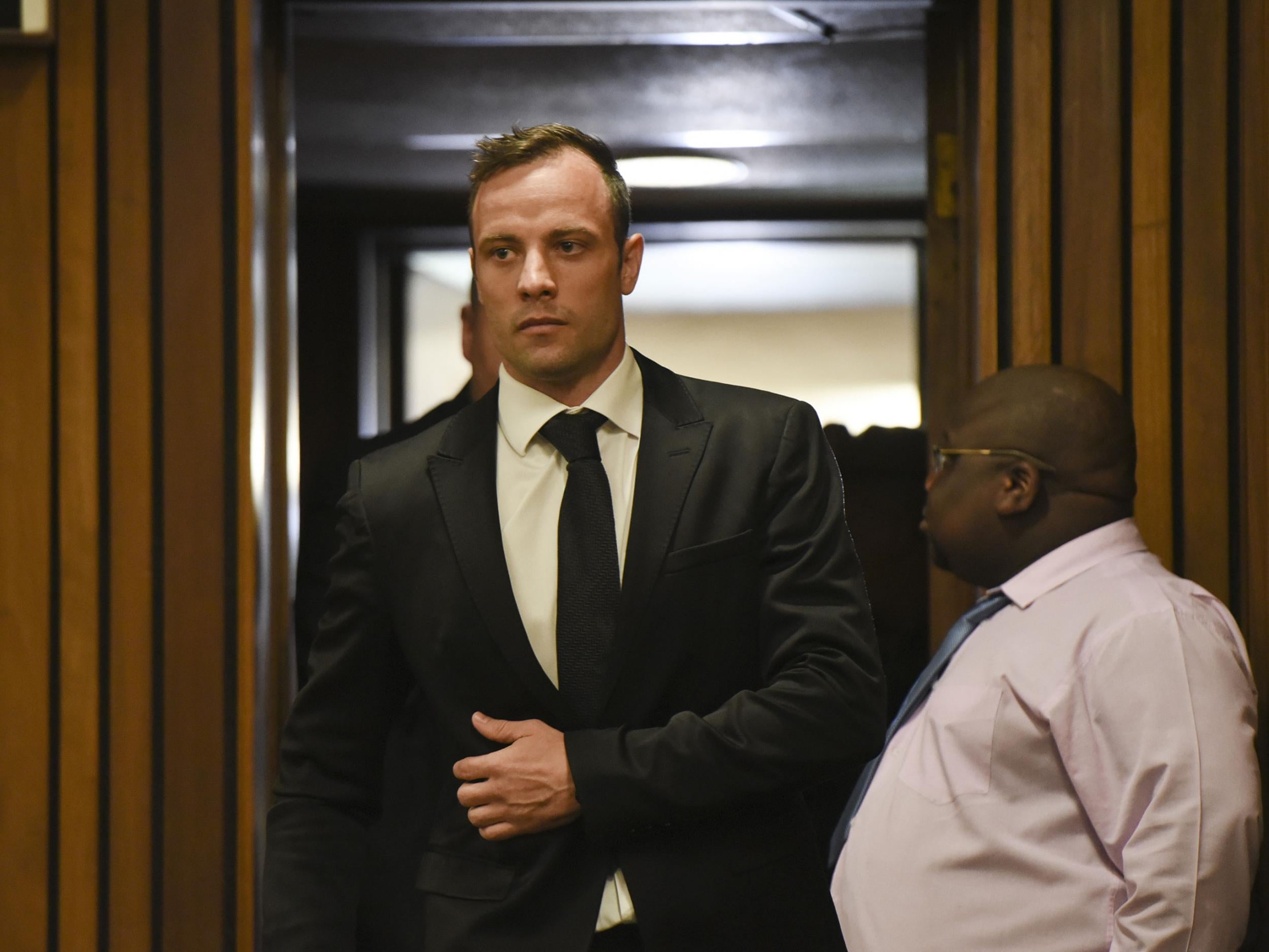 Oscar Pistorius arrives inside the Pretoria High Court on December 8, 2015, in Pretoria, South Africa