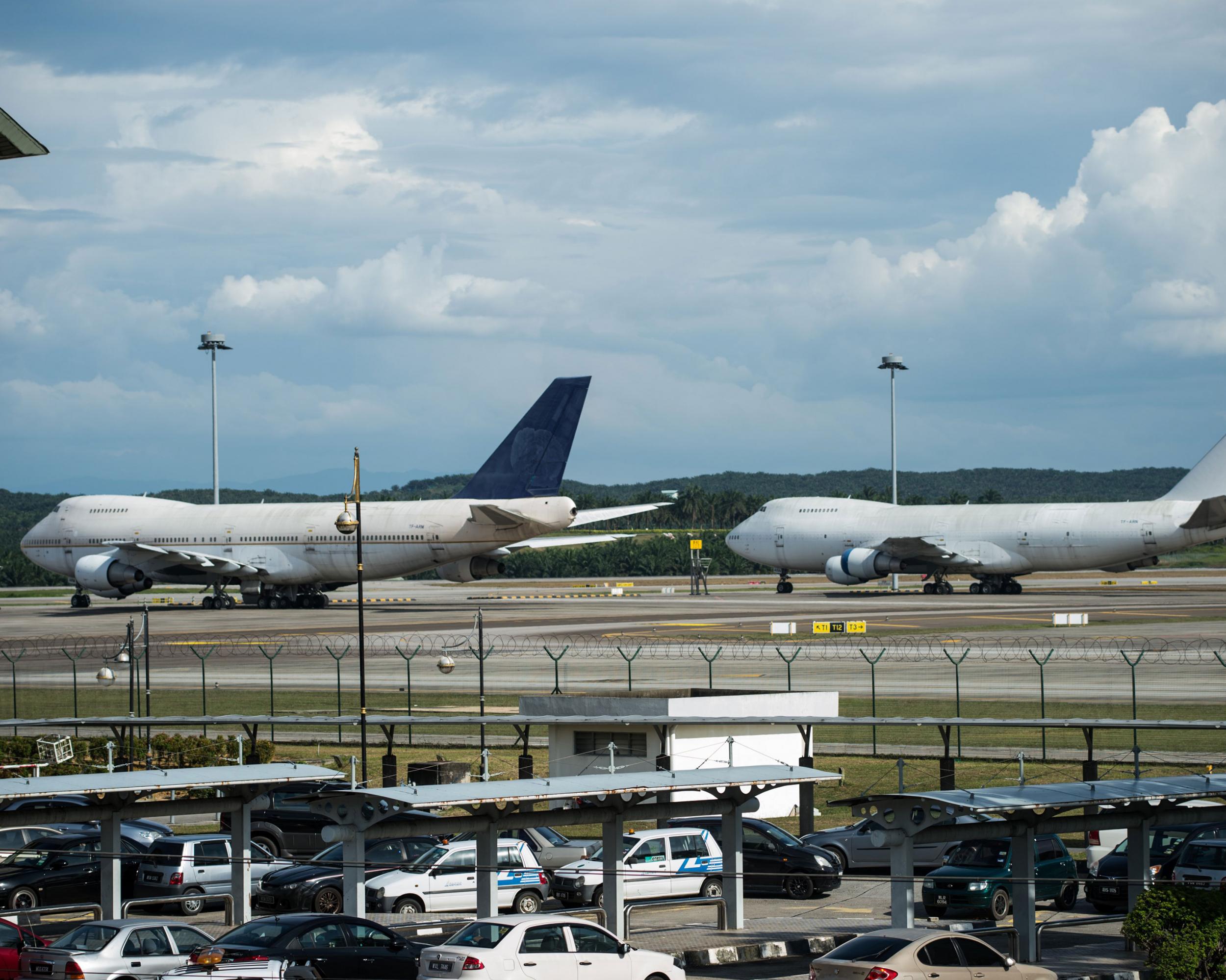 Two of the three Boeing 747-200F jets abandoned in Kuala Lumpur International Airport