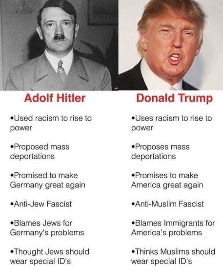 Meme suggesting similarities between Donald Trump and Hitler Tumblr