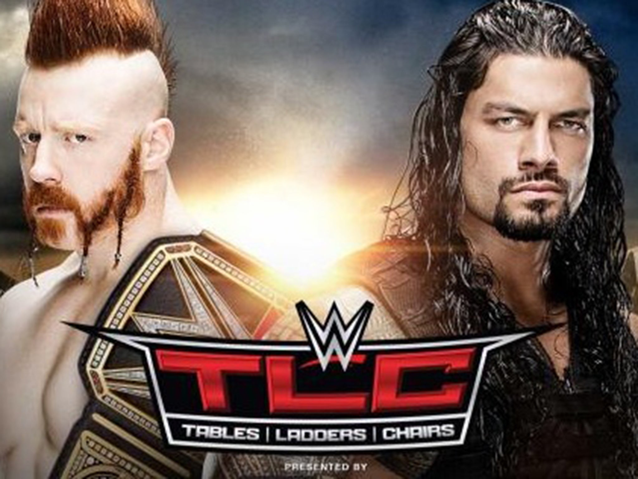 The WWE TLC poster - featuring Sheamus vs Roman Reigns
