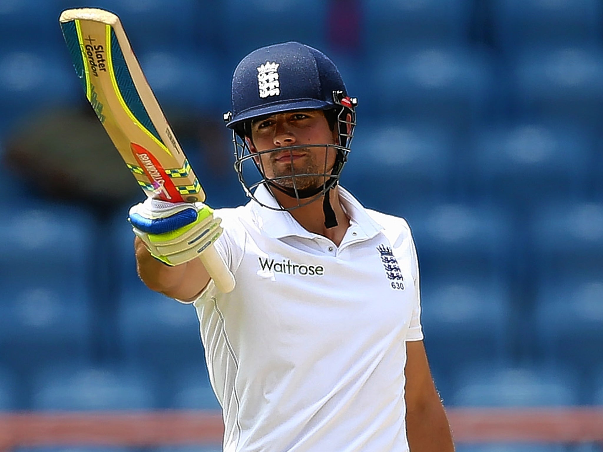 Alastair Cook celebrates one of his 28 Test hundreds