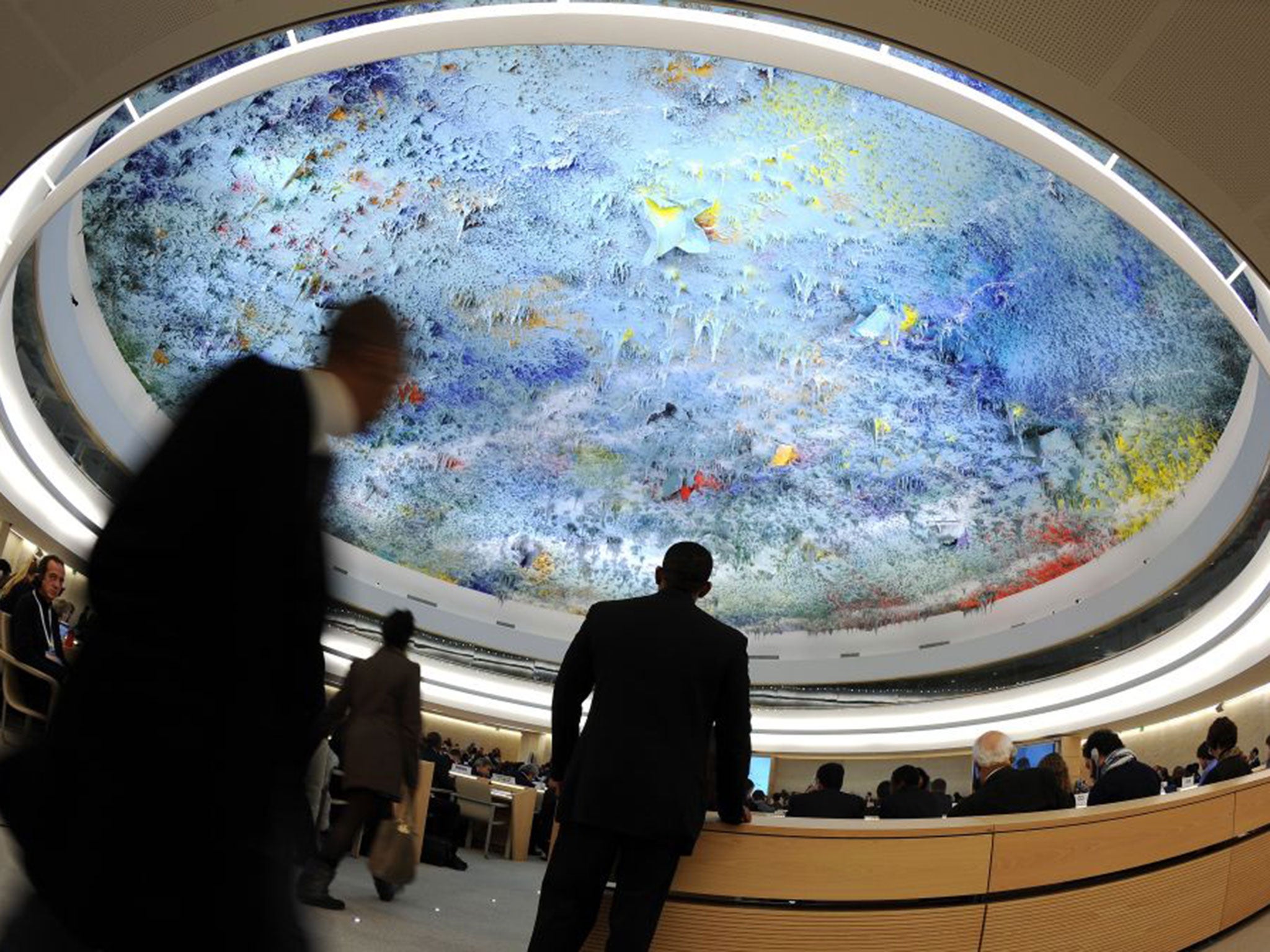 A session of the United Nations Human Rights Council in Geneva. The UK is standing for re-election to the 28-member council