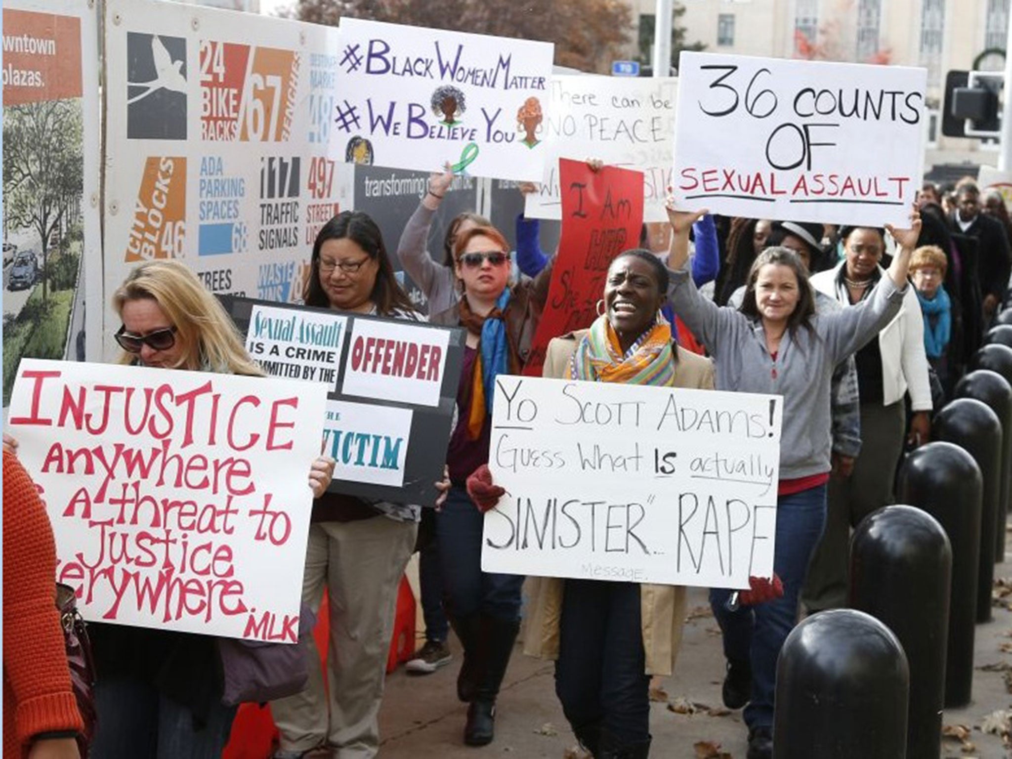 Protestors outside the courtroom where Daniel Holtzclaw's trial was being heard