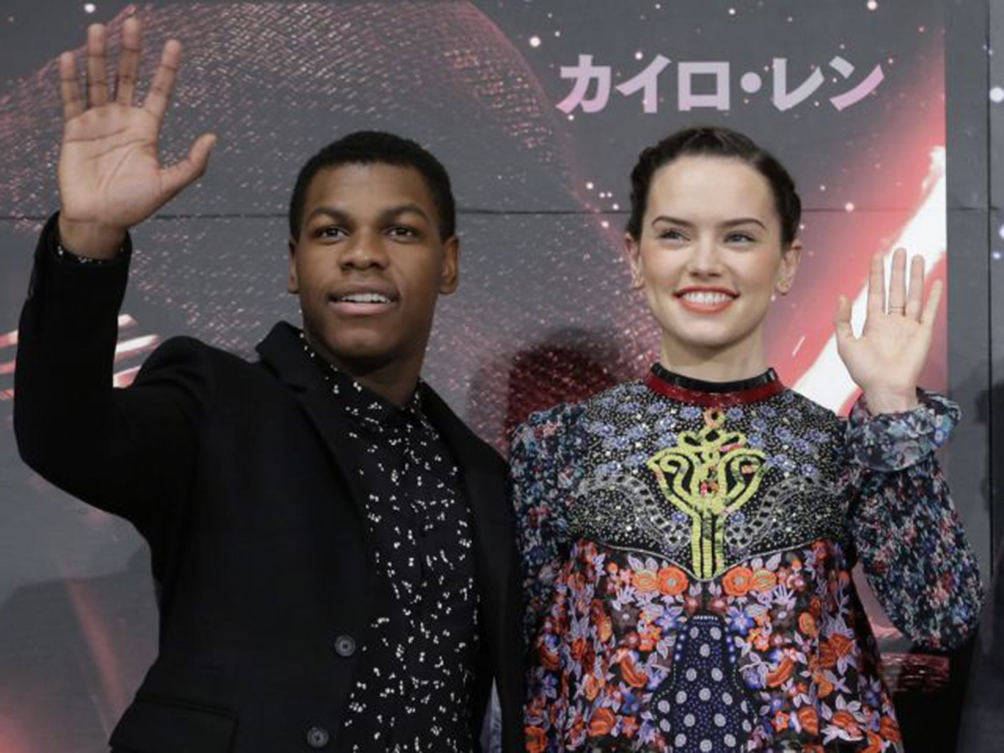 John Boyega, who plays Finn, and Daisy Ridley, who plays Rey