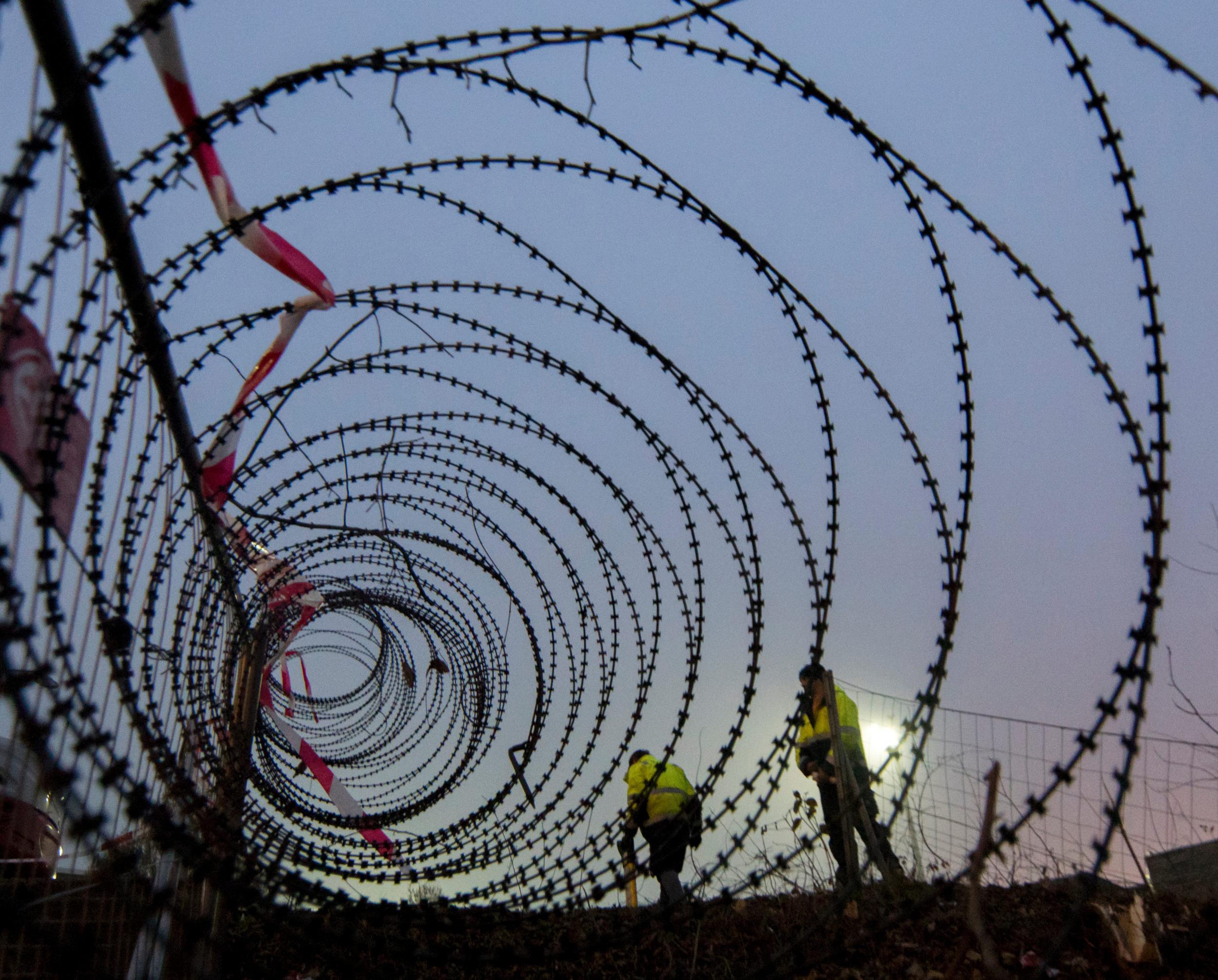 The barbed fence currently being constructed between the Austrian-Slovenian border