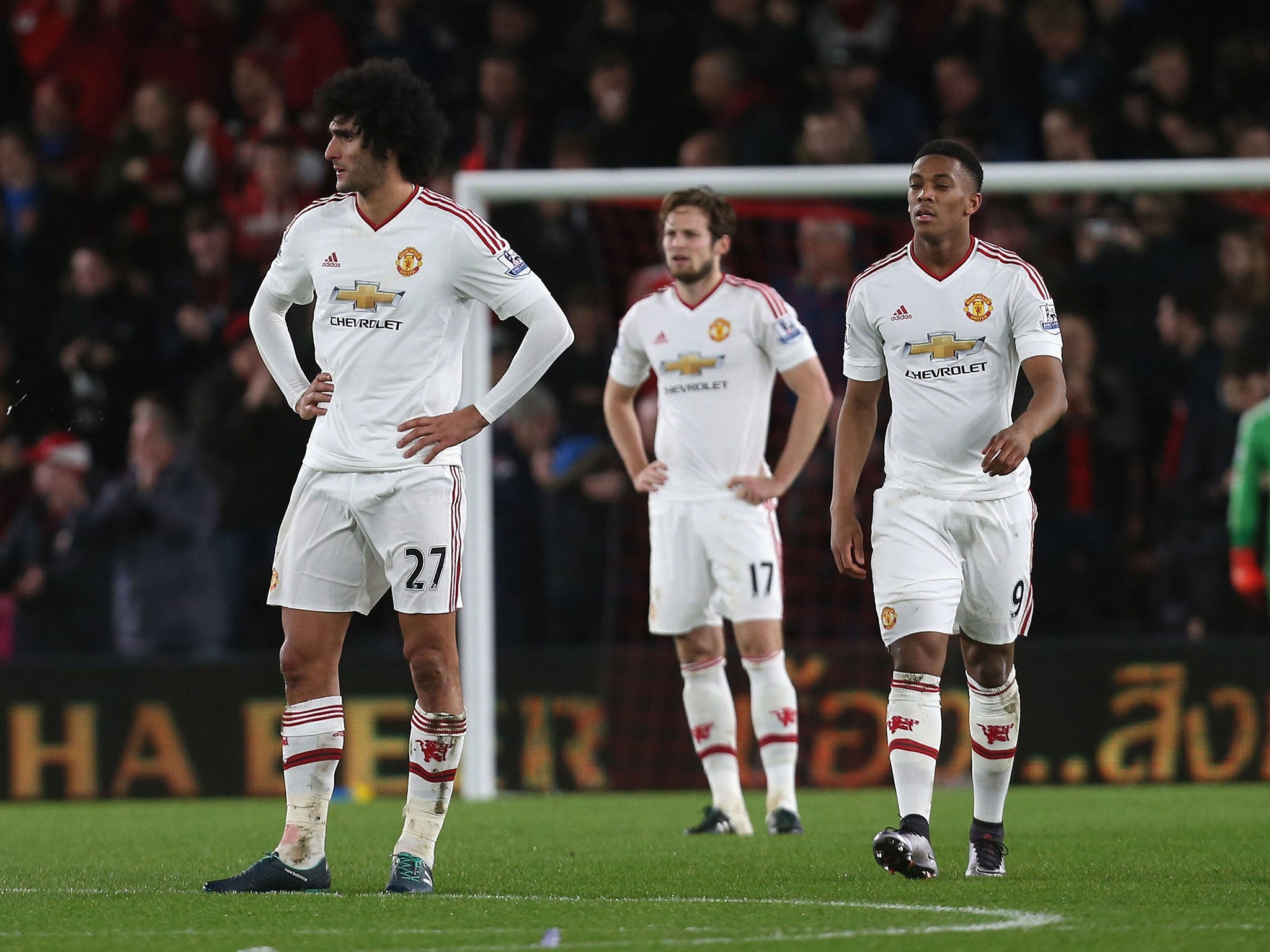 Manchester United's players look despondent in defeat to Bournemouth