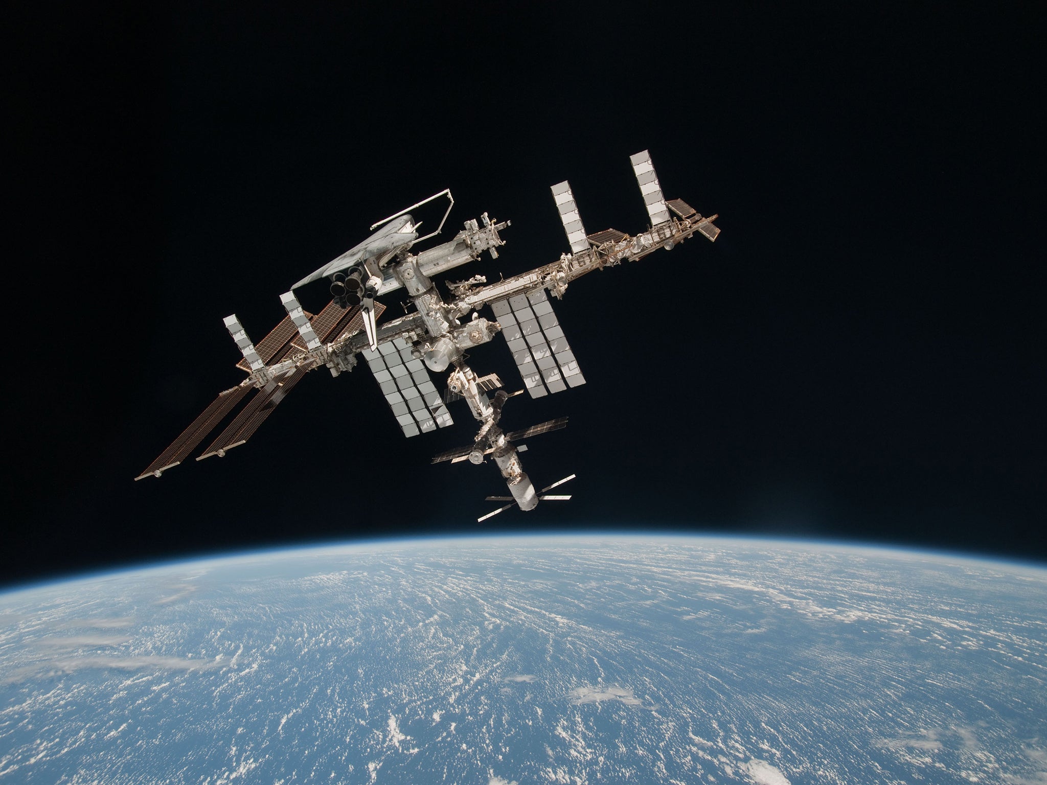 The International Space Station in orbit above Earth, the destination for Britain’s first astronaut