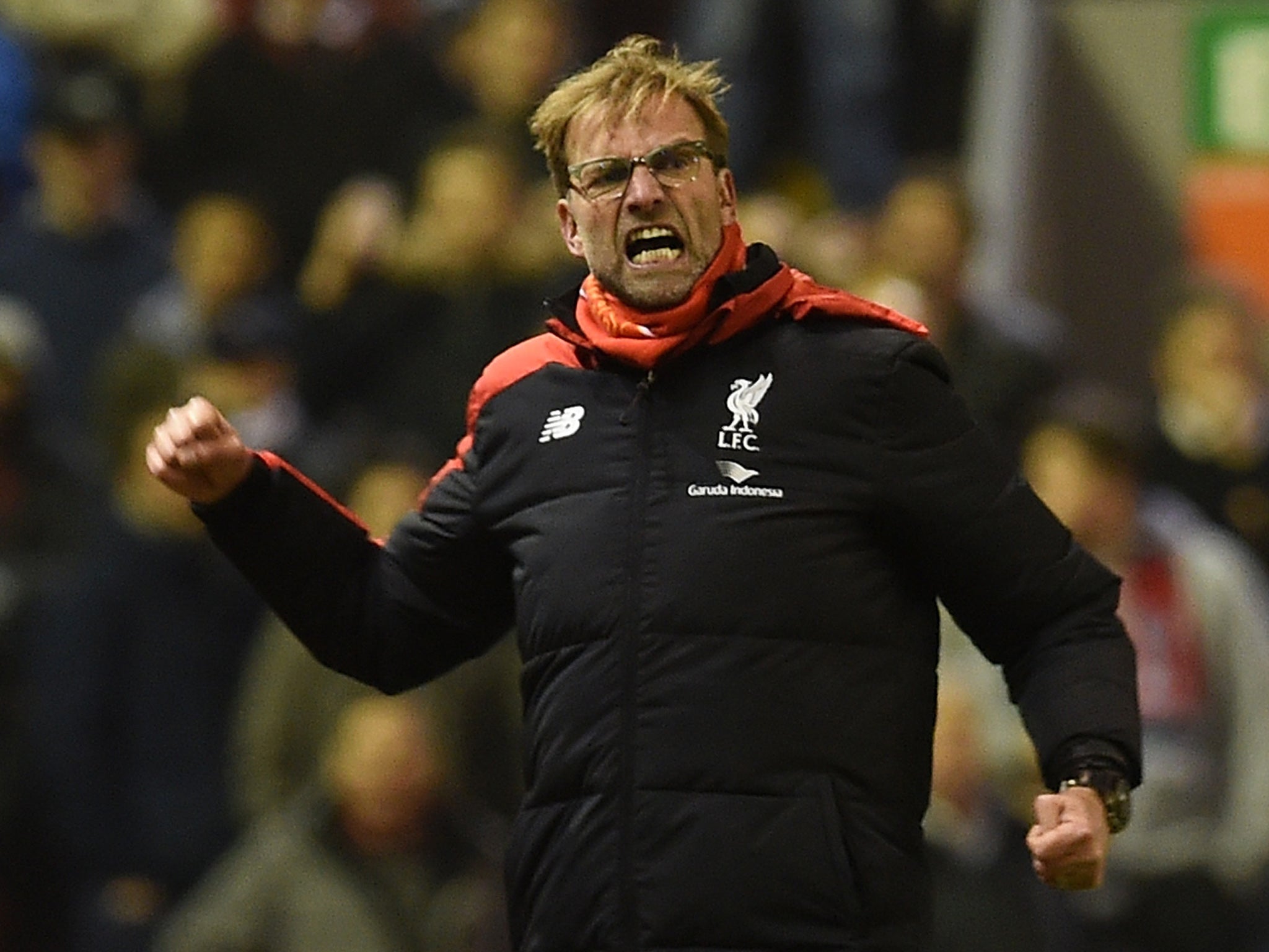 Jurgen Klopp reacts on the touchline