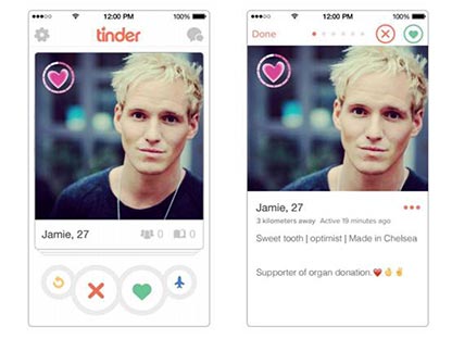 Jamie Laing's bespoke Tinder profile featuring The Wait campaign logo