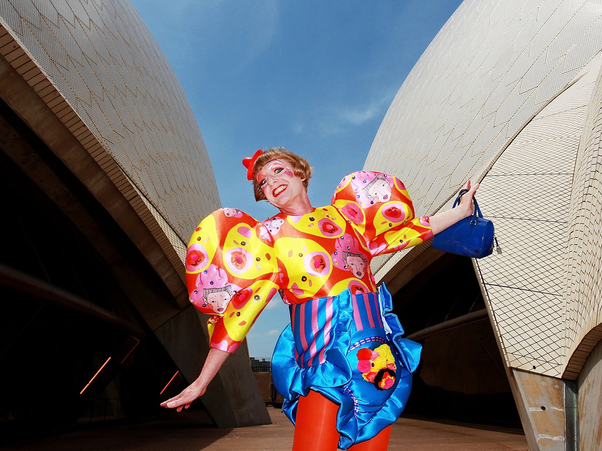 Artist Grayson Perry poses for a portrait at Sydney Opera House in Sydney, Australia