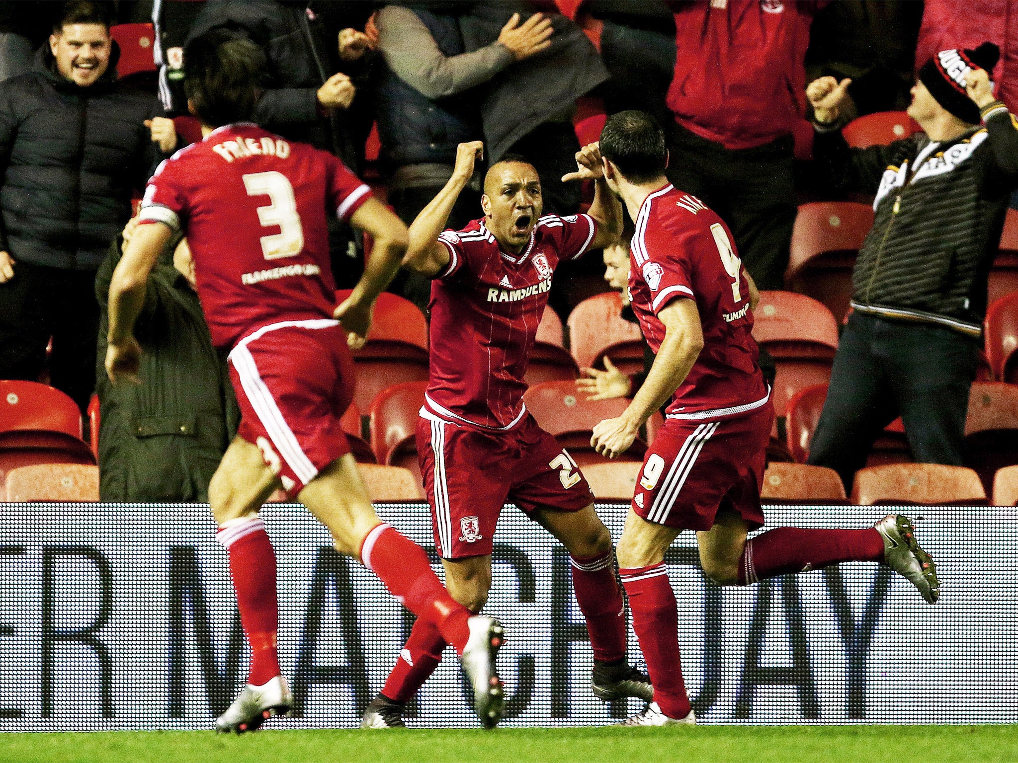 Emilio Nsue (centre) broke the deadlock when he turned in Adam Forshaw’s cross from close range