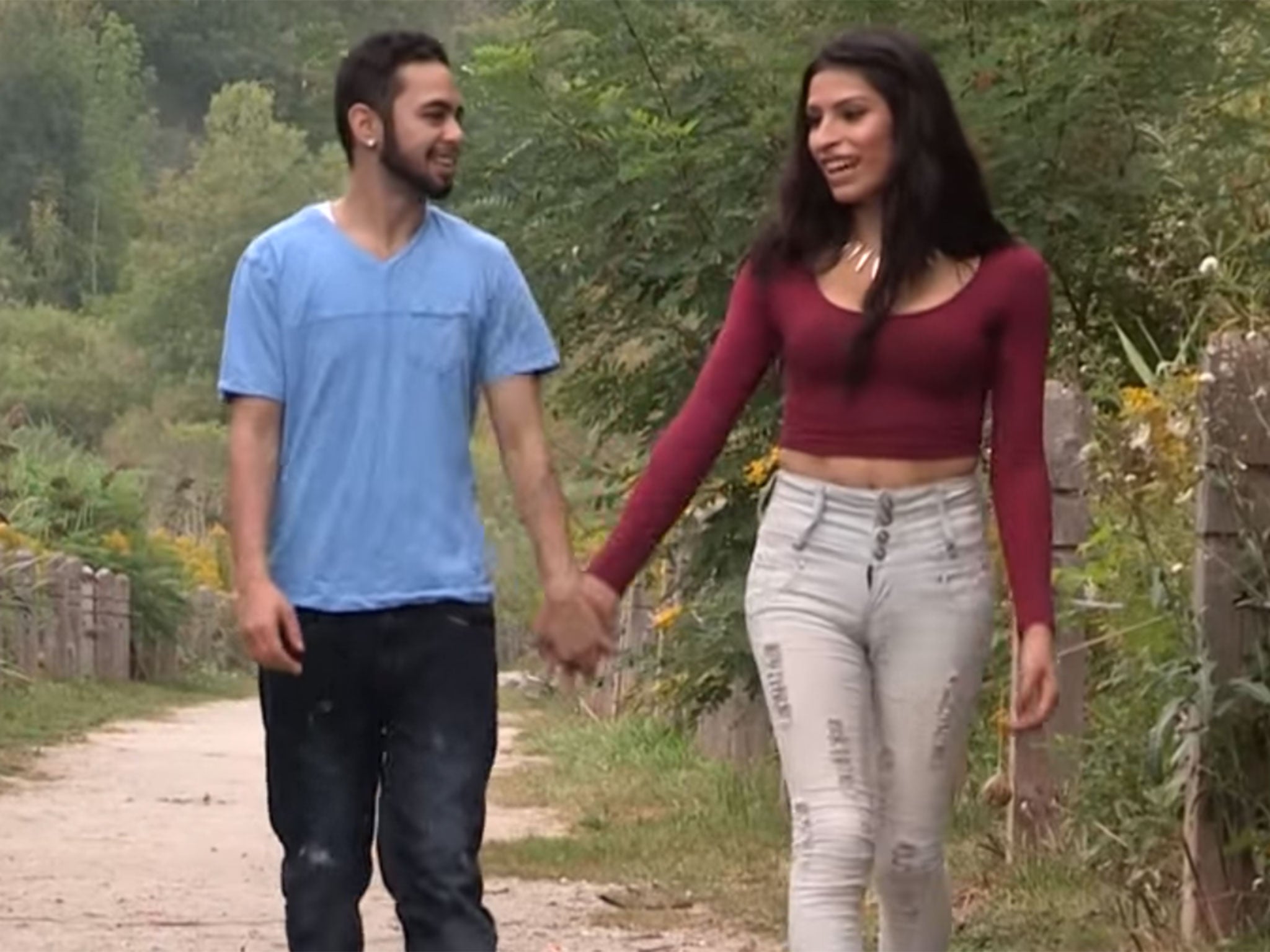 Jasmine Merino and boyfriend Ryan Said walk hand in hand