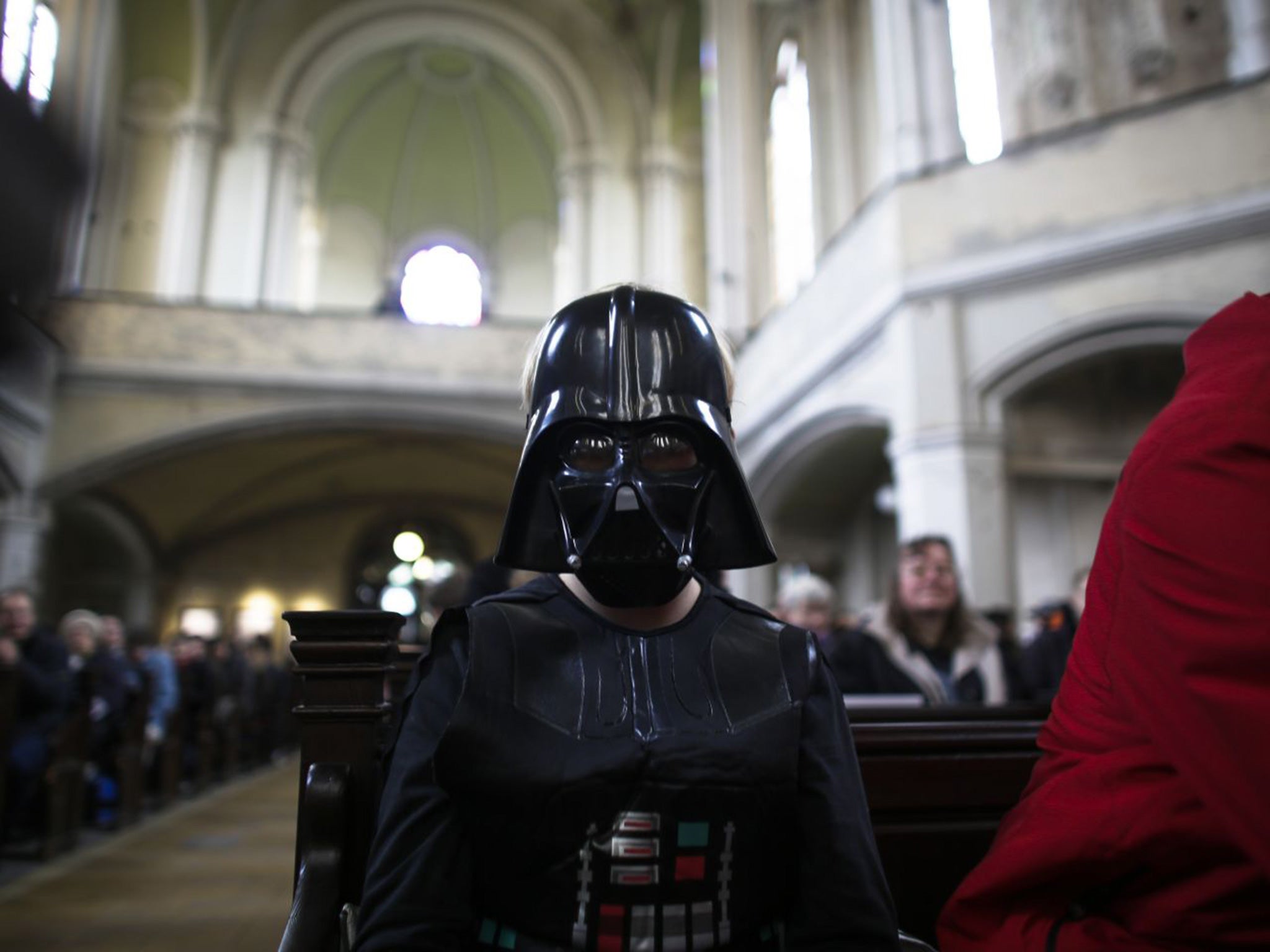 A boy dressed as Darth Vader at the Zion Church