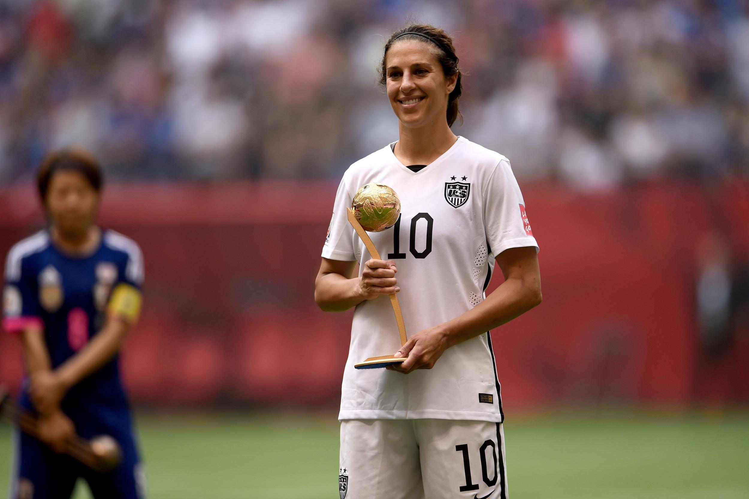 United States poses after winning the Golden Ball during the FIFA Women's World Cup Canada 2015