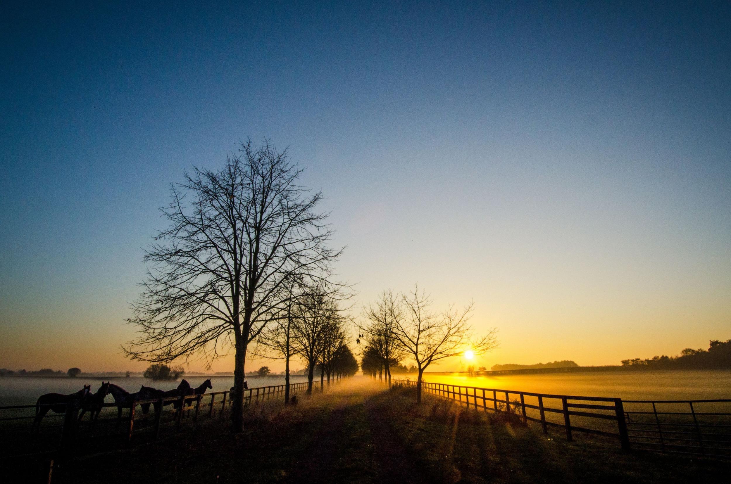 The sun sets near Granby in the Vale of Belvoir, Nottinghamshire