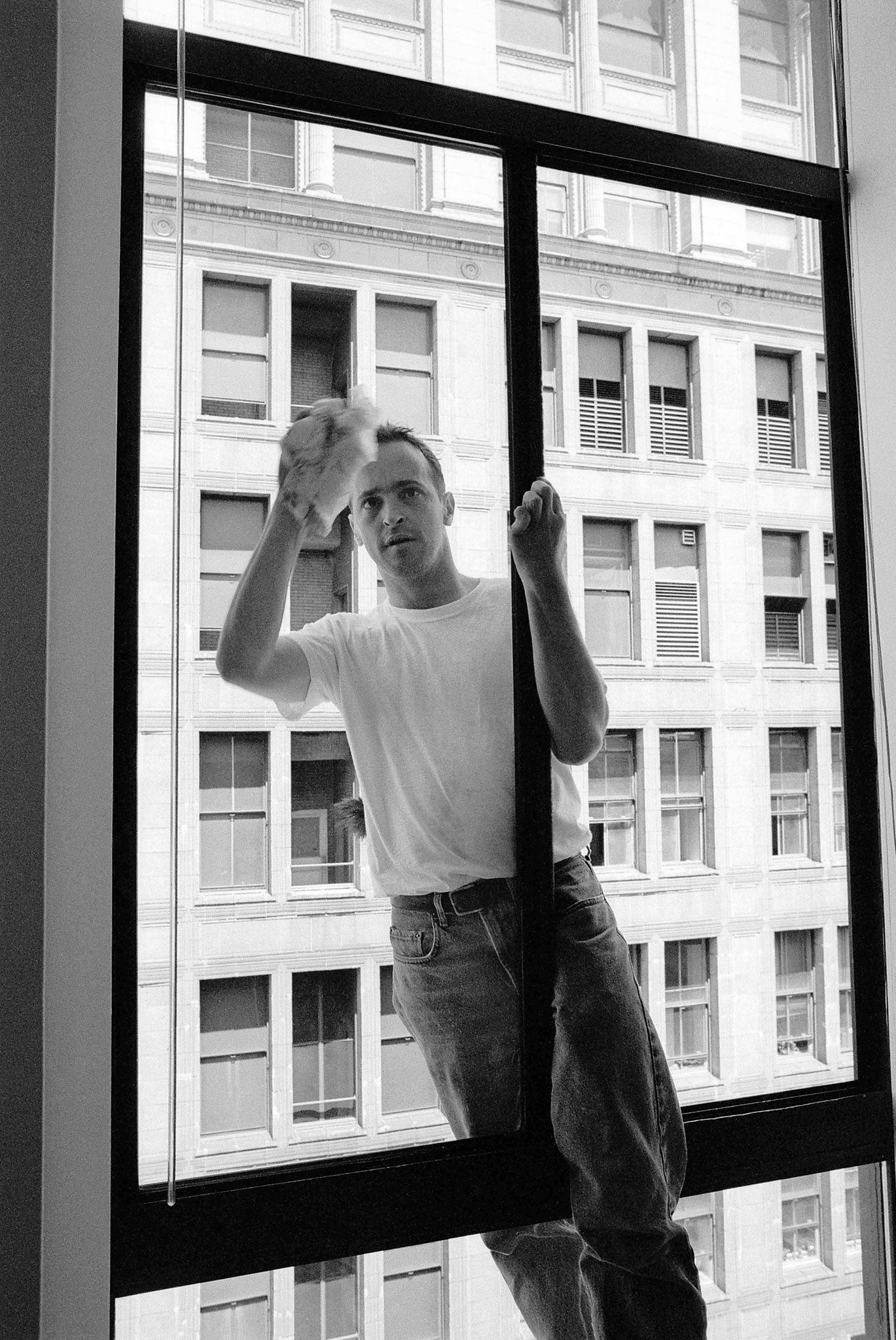 David Sedaris cleaning his apartment in New York in 1993