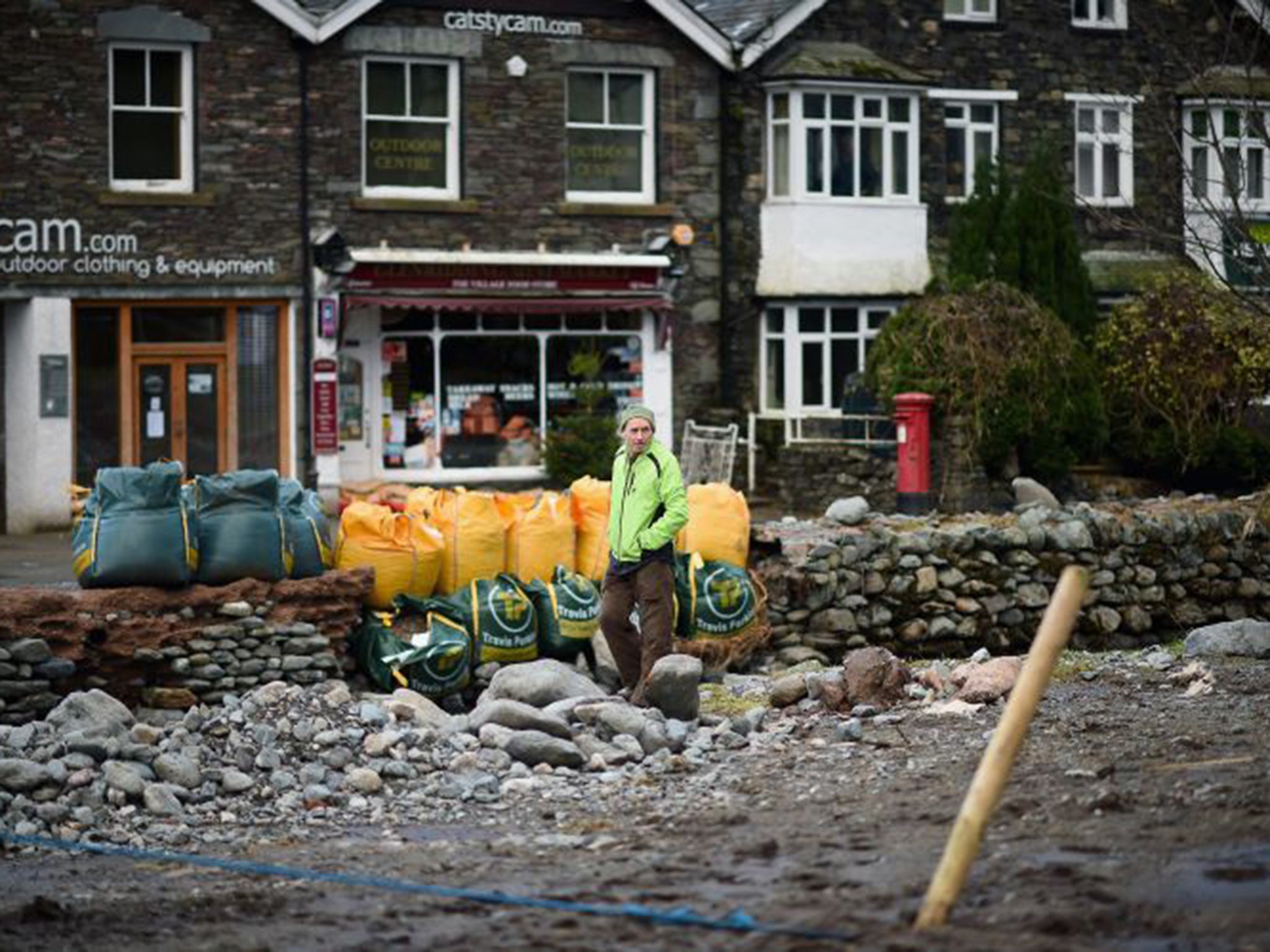 The village of Glenridding in Cumbria was flooded for the third time in three weeks yesterday, as Storm Eva moved in from the Atlantic